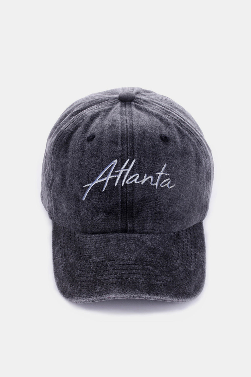 Zenana Washed ATLANTA Embroidered Baseball Cap-BASEBALL HATS-[Adult]-[Female]-Atlanta Black-One Size-2022 Online Blue Zone Planet