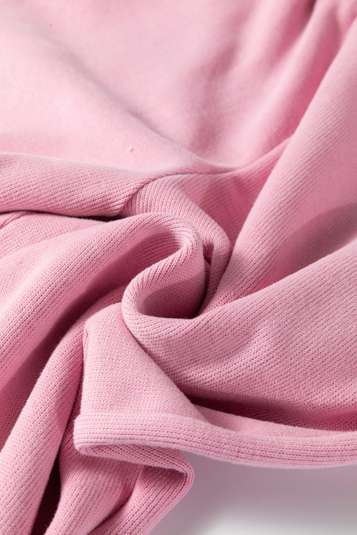 Pink Textured Knit High Neck Loose Tee Elastic Waist Loose Pant Set-Two Piece Sets/Pant Sets-[Adult]-[Female]-2022 Online Blue Zone Planet
