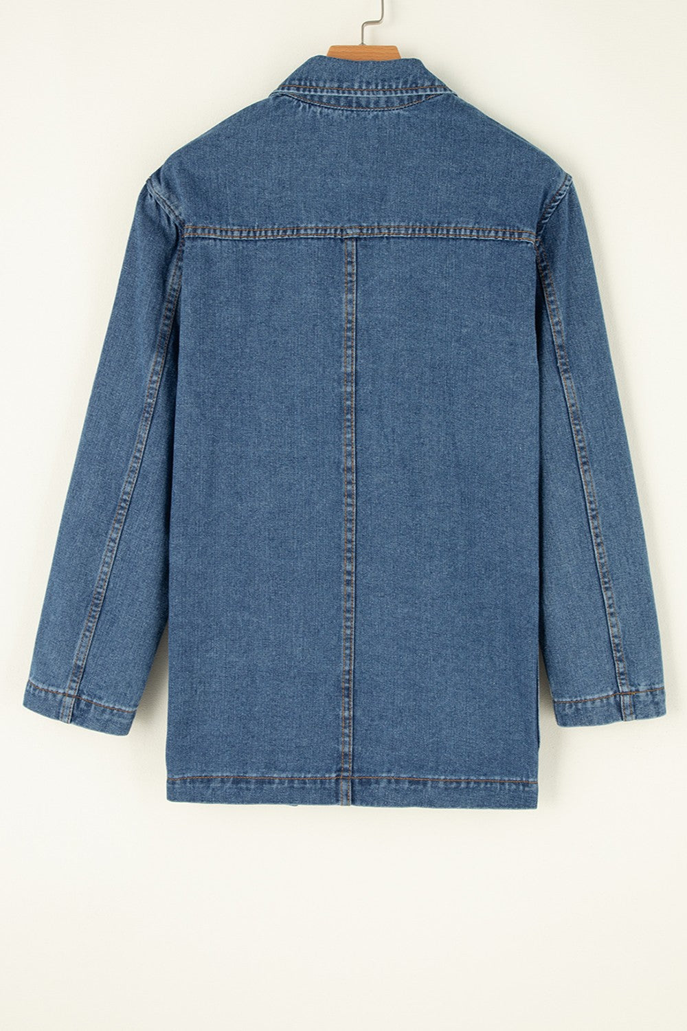 Blue Zone Planet | Pocketed Long Sleeve Denim Jacket-TOPS / DRESSES-[Adult]-[Female]-2022 Online Blue Zone Planet