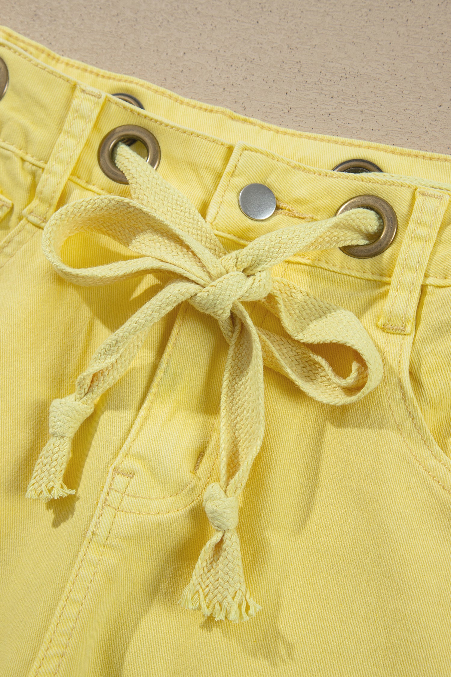 Light Pink Solid Color Grommet Detail Knot Waist Barrel Jeans-Bottoms/Jeans-[Adult]-[Female]-2022 Online Blue Zone Planet