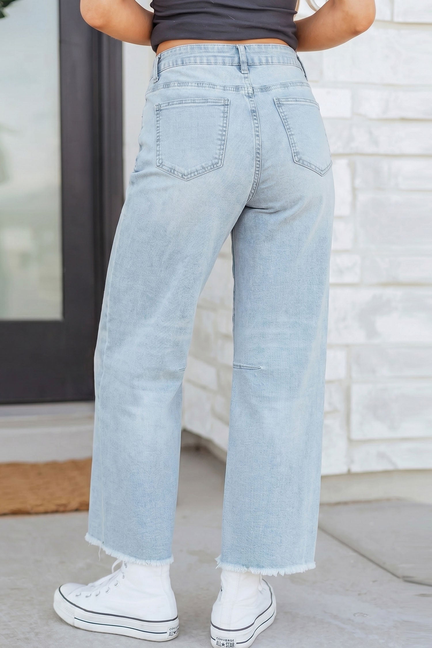 Beau Blue Sequin Detail Patched Rugby Pattern Raw Hem Shift Jeans-Graphic/Graphic Pants-[Adult]-[Female]-2022 Online Blue Zone Planet