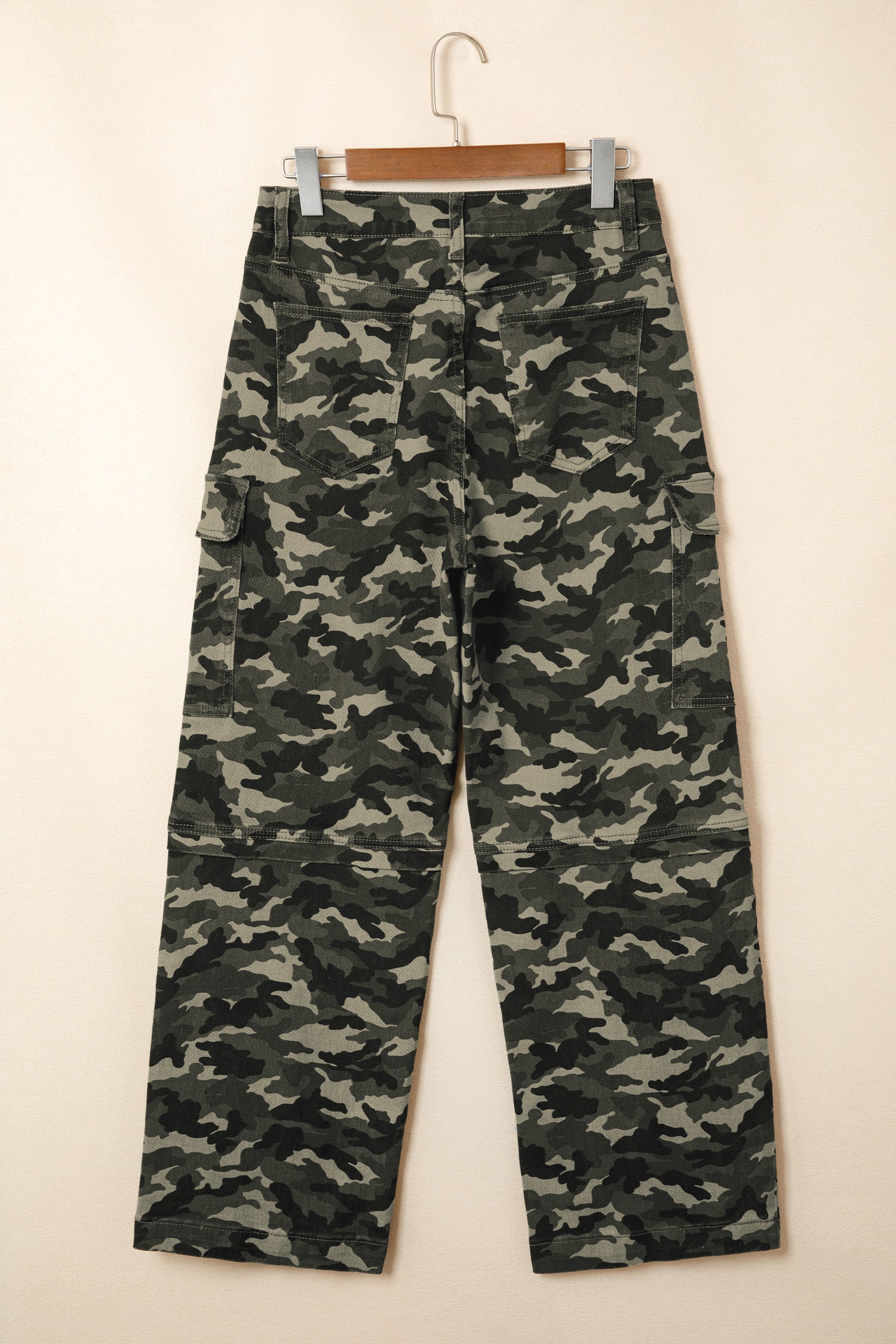 Green Camouflage Print Multi Pocketed Womens Denim Pants-Bottoms/Pants & Culotte-[Adult]-[Female]-2022 Online Blue Zone Planet