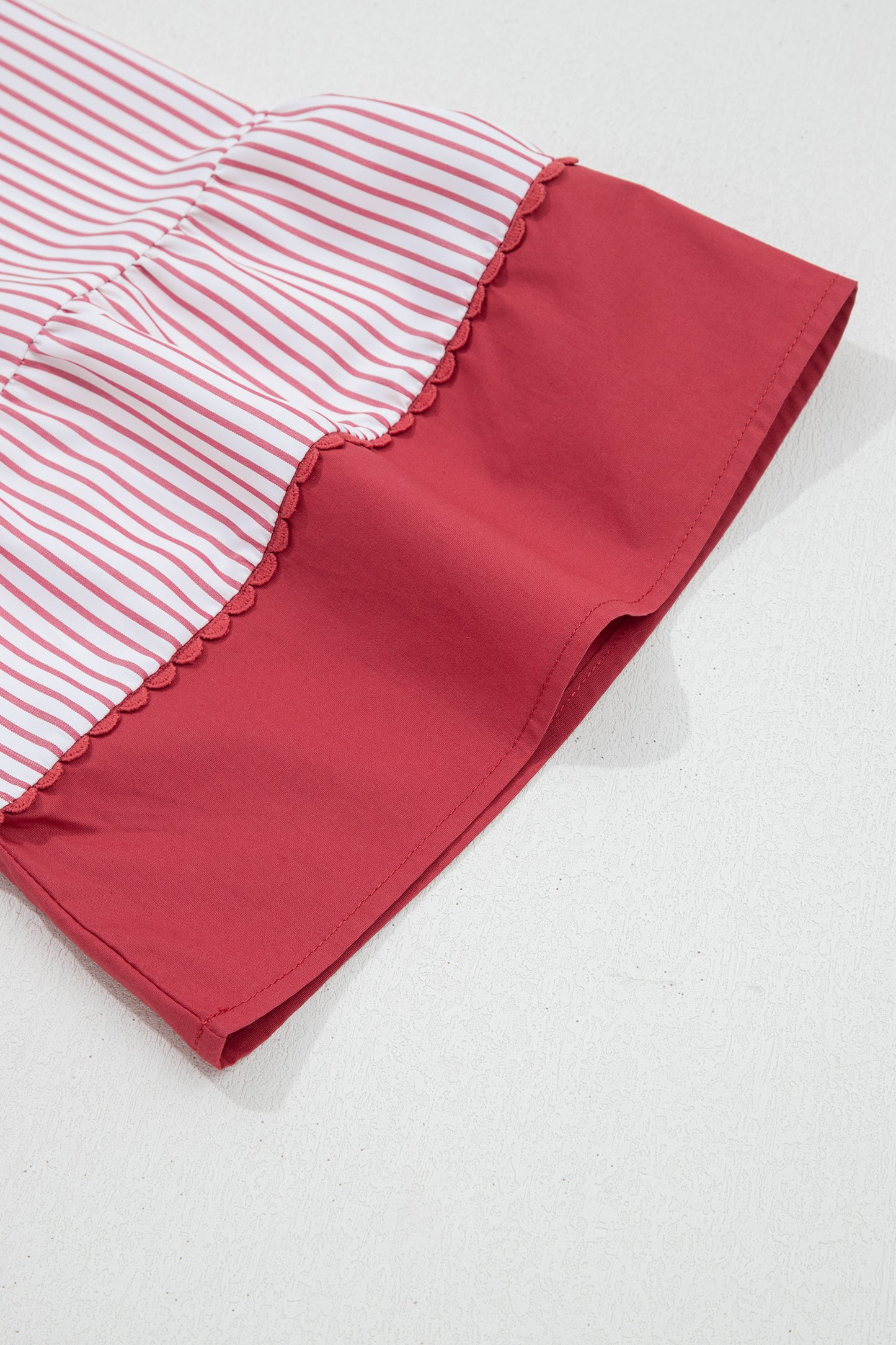Red Stripe Plus Size Ruffled Hem Pinstriped Midi Dress-TOPS / DRESSES-[Adult]-[Female]-2022 Online Blue Zone Planet