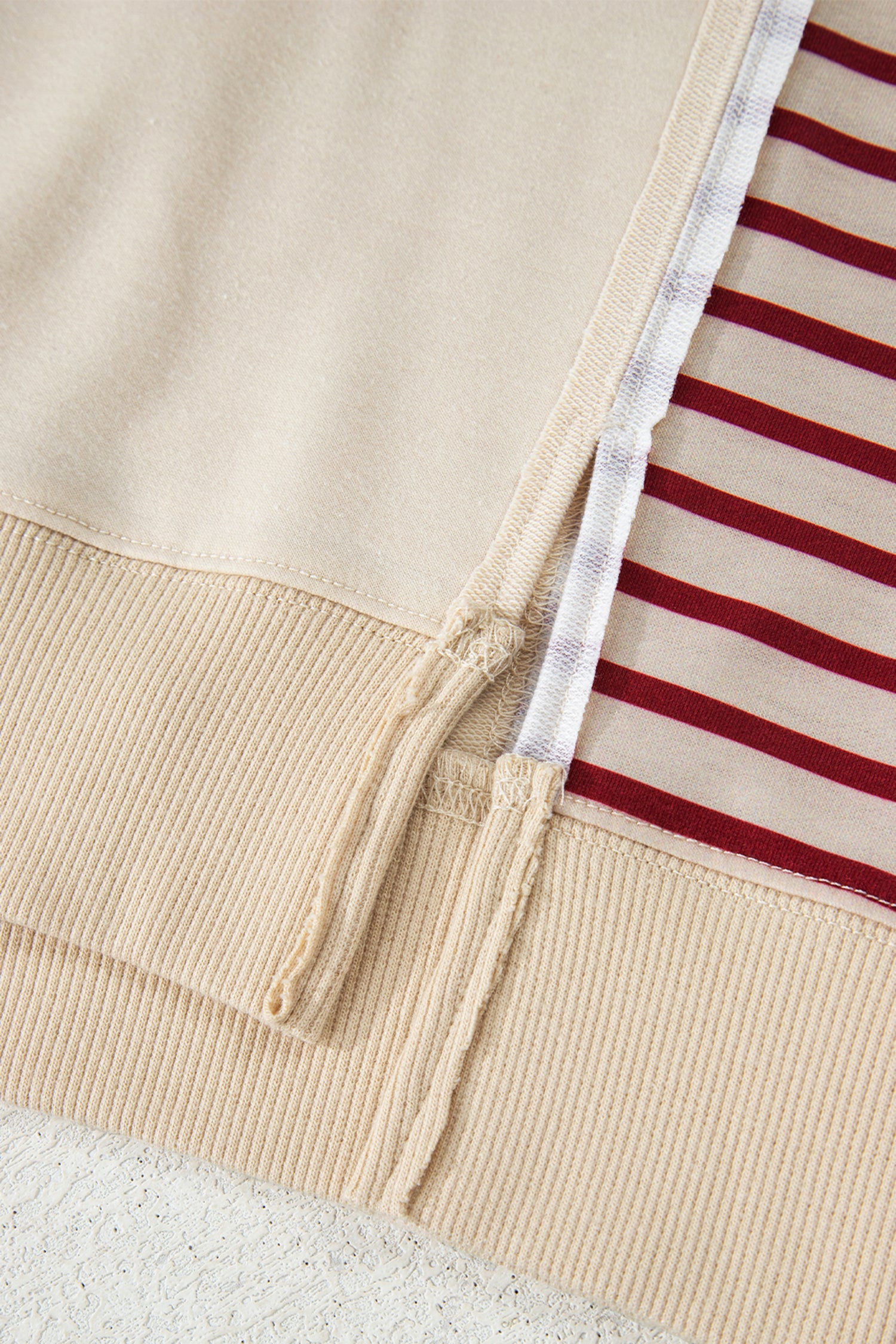 Red Stripe Sleeve Patchwork Casual Knit Top-Tops/Long Sleeve Tops-[Adult]-[Female]-2022 Online Blue Zone Planet