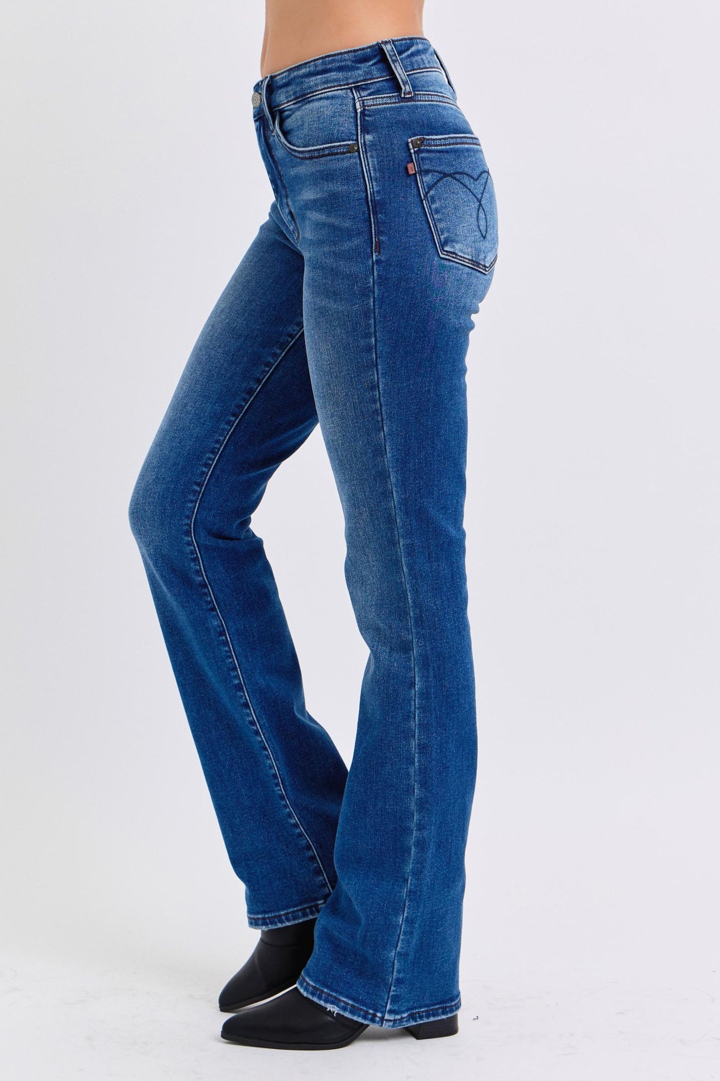 Blue Zone Planet | Judy Blue Full Size Run Mid-Rise Bootcut Jeans with Thermal Lining-BOTTOMS SIZES SMALL MEDIUM LARGE-[Adult]-[Female]-2022 Online Blue Zone Planet