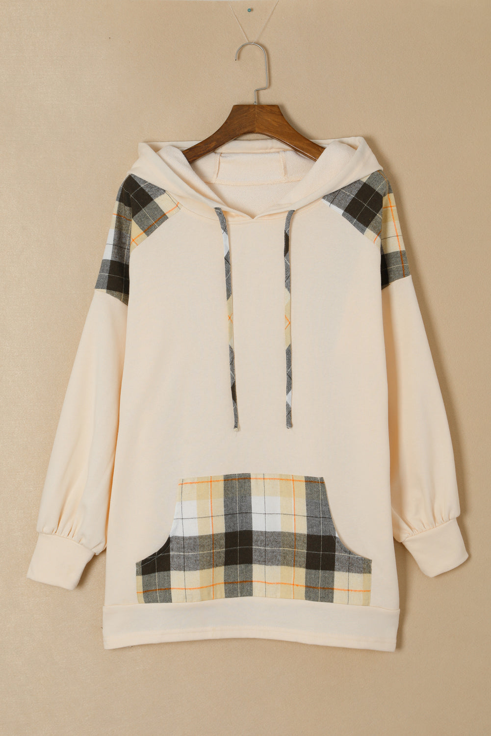 Drawstring Plaid Long Sleeve Hoodie-TOPS / DRESSES-[Adult]-[Female]-2022 Online Blue Zone Planet