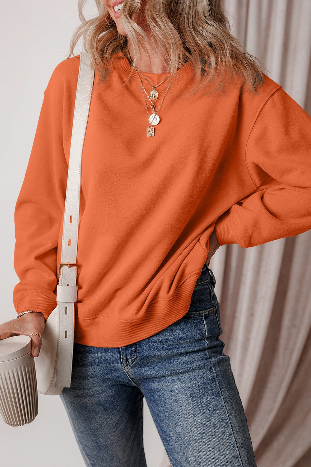 Round Neck Long Sleeve Sweatshirt-TOPS / DRESSES-[Adult]-[Female]-2022 Online Blue Zone Planet