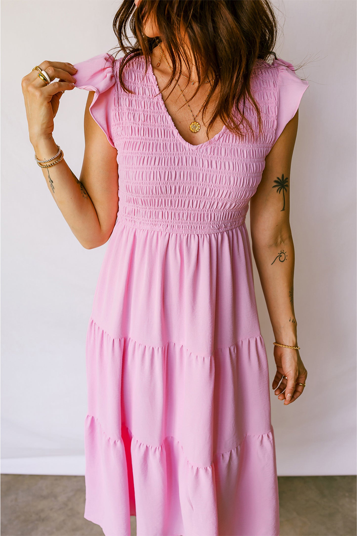 fit & flare smocked midi dress Old Navy Women's Fit & Flare Lightweight Smocked-Bodice Midi Dress - Multi