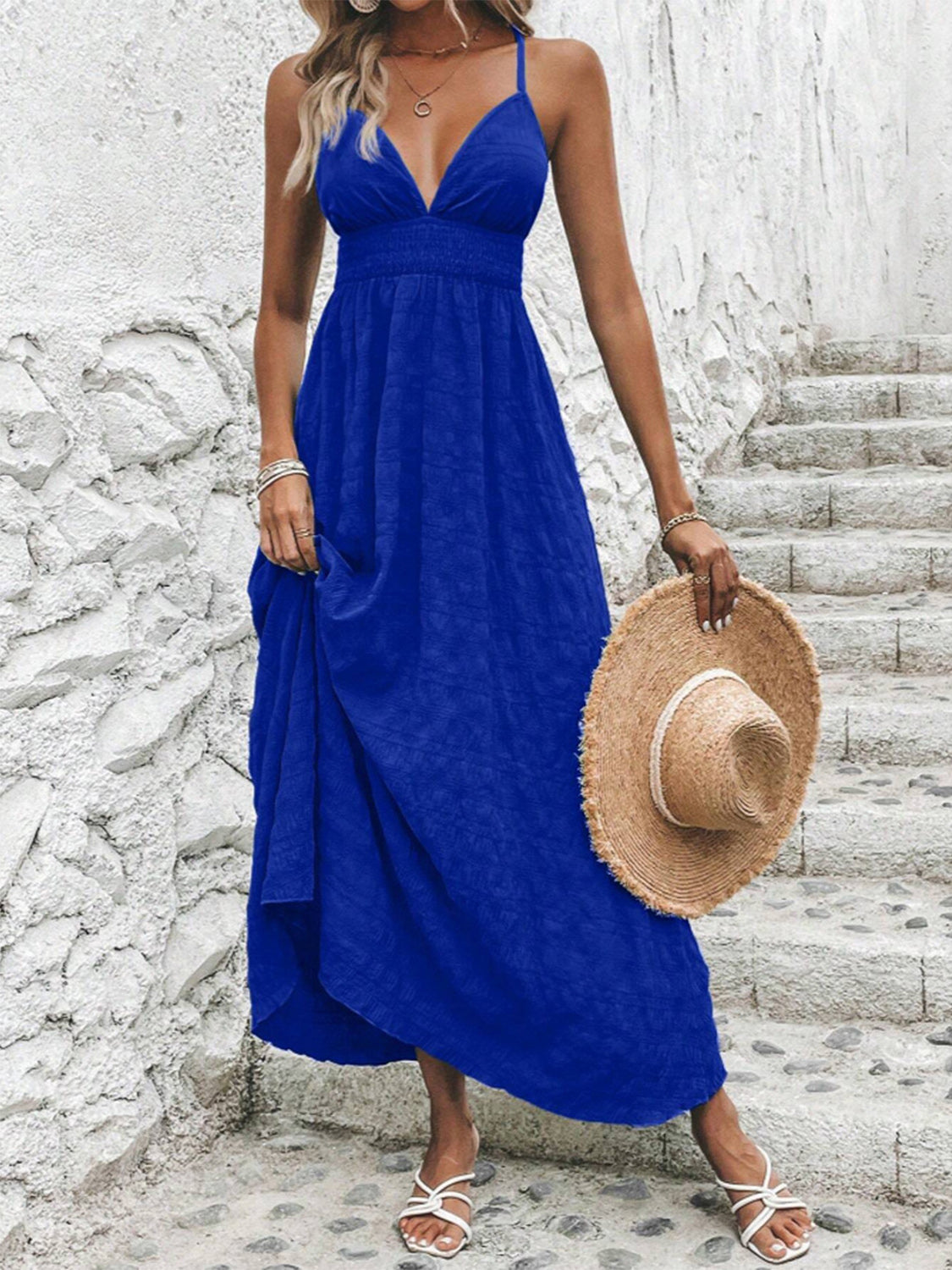 Blue Zone Planet | Crisscross V-Neck Maxi Cami Dress-TOPS / DRESSES-[Adult]-[Female]-2022 Online Blue Zone Planet