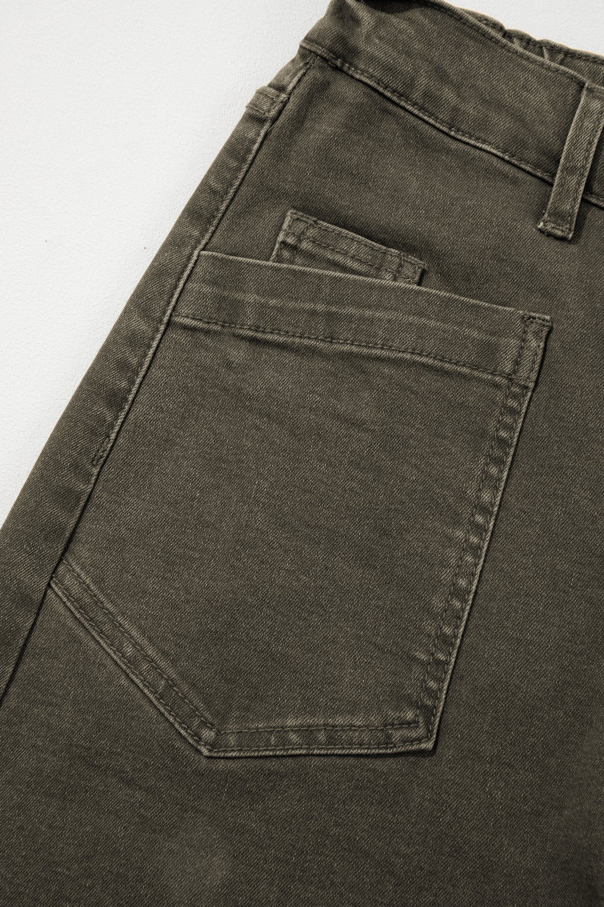 Four Leaf Clover Solid Color Square Patch Pocket Ankle-length Barrel Jeans-Bottoms/Jeans-[Adult]-[Female]-2022 Online Blue Zone Planet