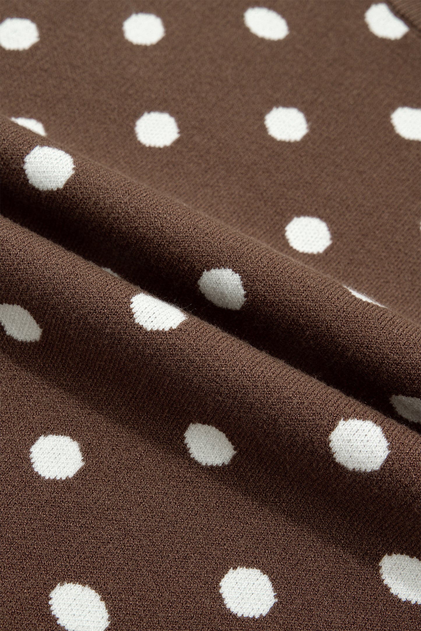 Brown Dolman Short Sleeve Round Neck Polka Dot Sweater-Sweaters & Cardigans/Short Sleeve Sweaters-[Adult]-[Female]-2022 Online Blue Zone Planet