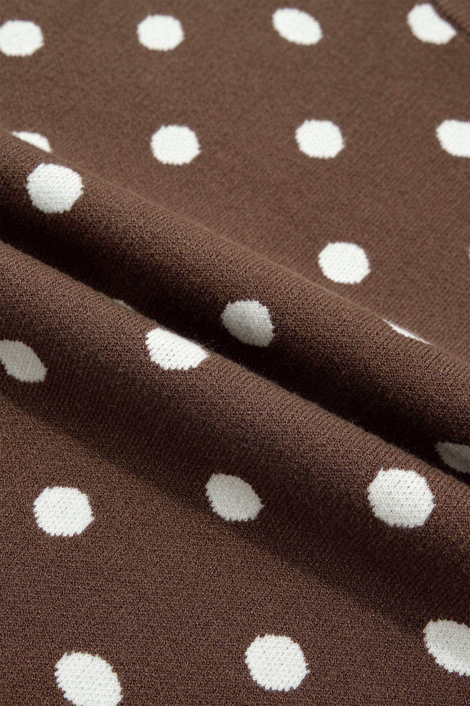 Brown Dolman Short Sleeve Round Neck Polka Dot Sweater-Sweaters & Cardigans/Short Sleeve Sweaters-[Adult]-[Female]-2022 Online Blue Zone Planet