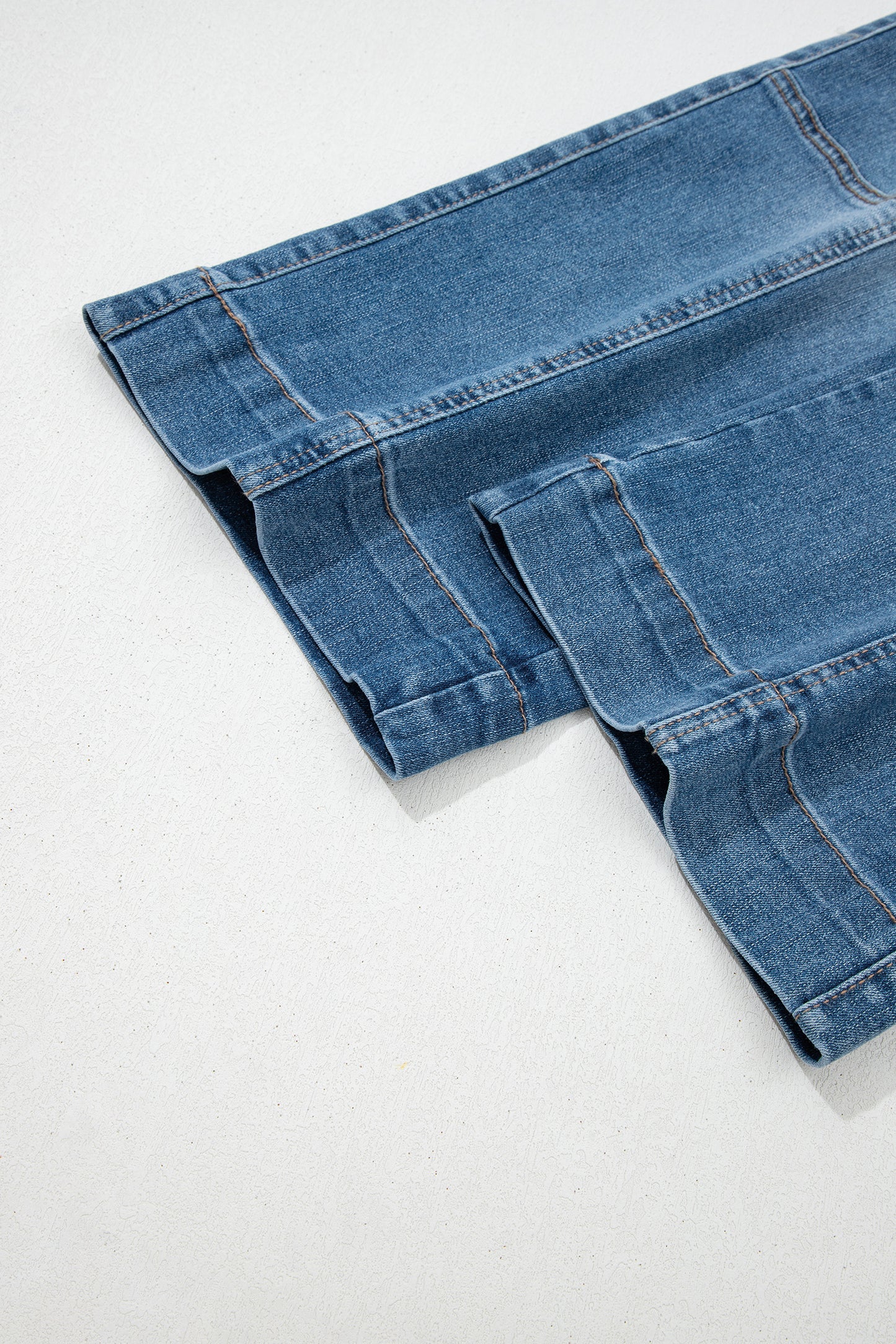 Sail Blue Exposed Stitching Straight Jeans-Bottoms/Jeans-[Adult]-[Female]-2022 Online Blue Zone Planet