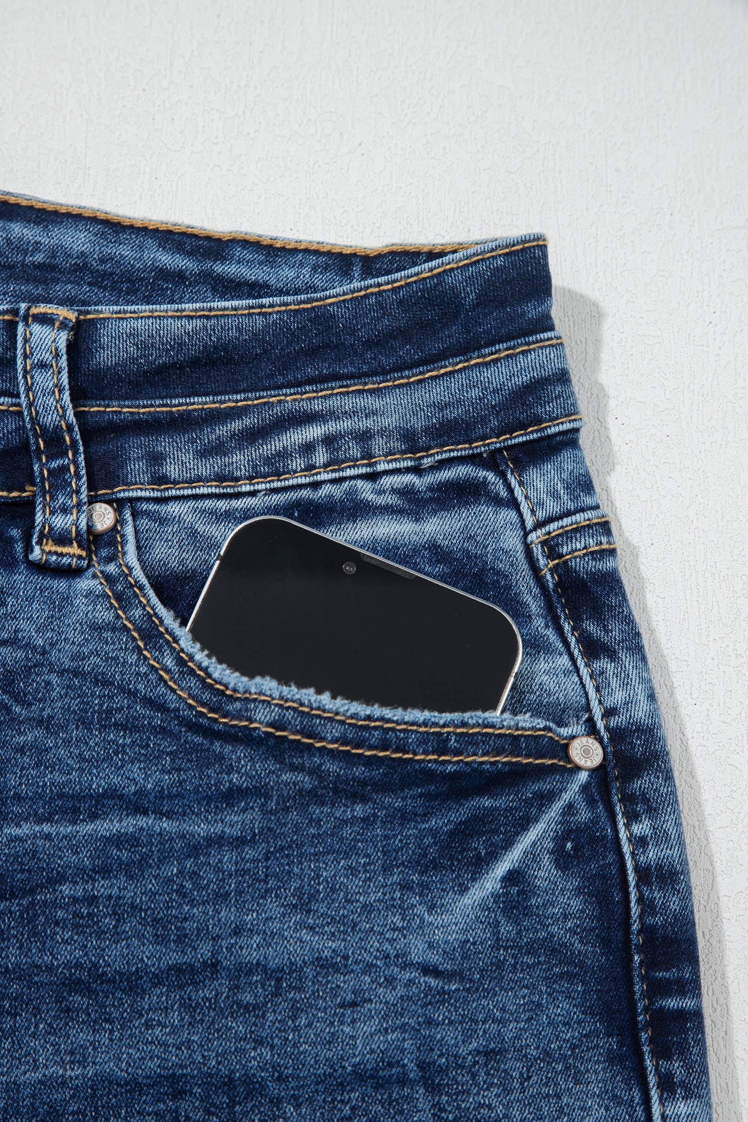 Sail Blue Acid Wash Pocket Detail Flare Jeans-Bottoms/Jeans-[Adult]-[Female]-2022 Online Blue Zone Planet