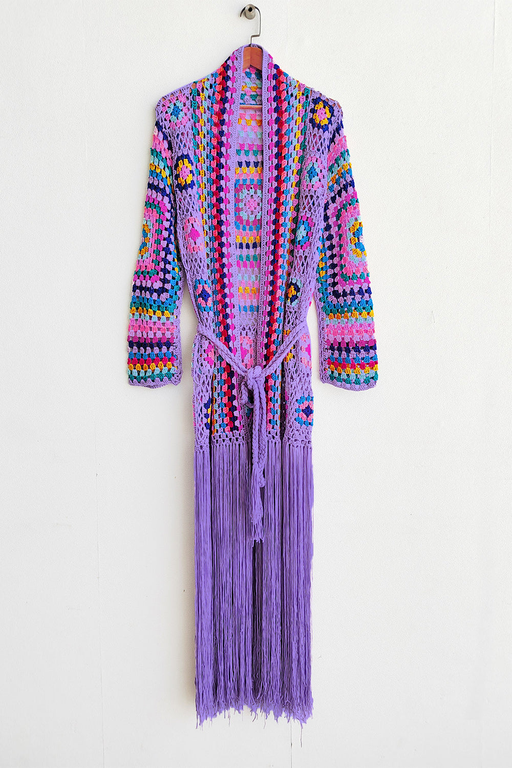 Fringe Tied Long Sleeve Cardigan-TOPS / DRESSES-[Adult]-[Female]-2022 Online Blue Zone Planet