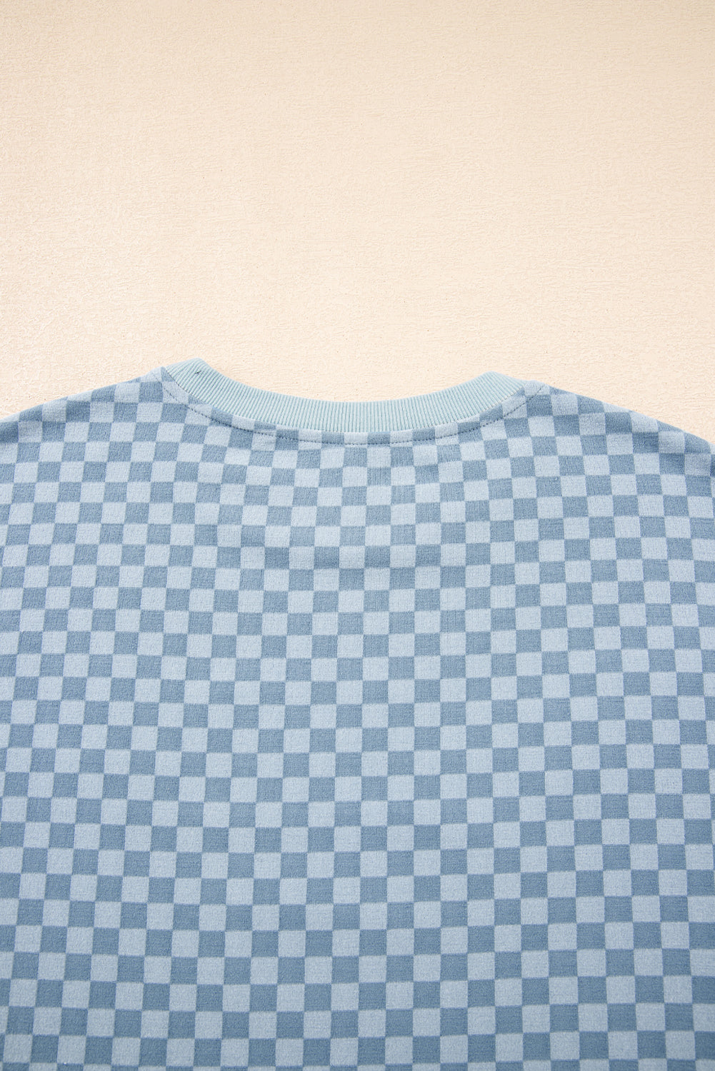 Sky Blue Checkerboard Long Sleeve Pullover and Shorts Set-Two Piece Sets/Short Sets-[Adult]-[Female]-2022 Online Blue Zone Planet