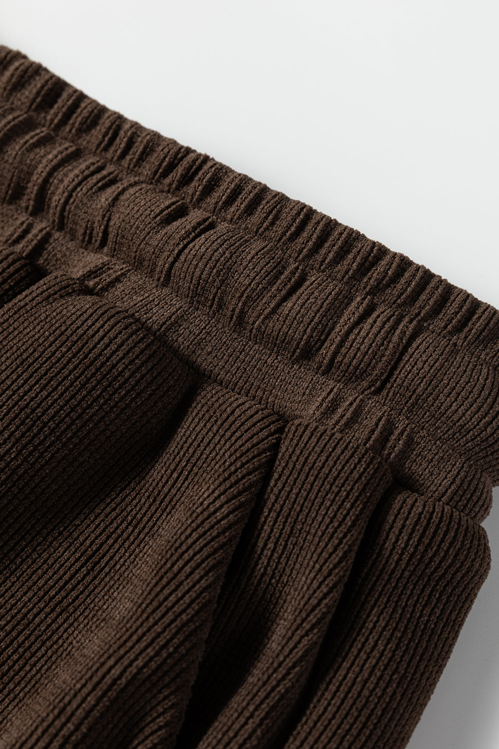 Dark Brown Solid Color Textured Knit Drop Shoulder Pullover Drawstring Shorts Set-Two Piece Sets/Short Sets-[Adult]-[Female]-2022 Online Blue Zone Planet