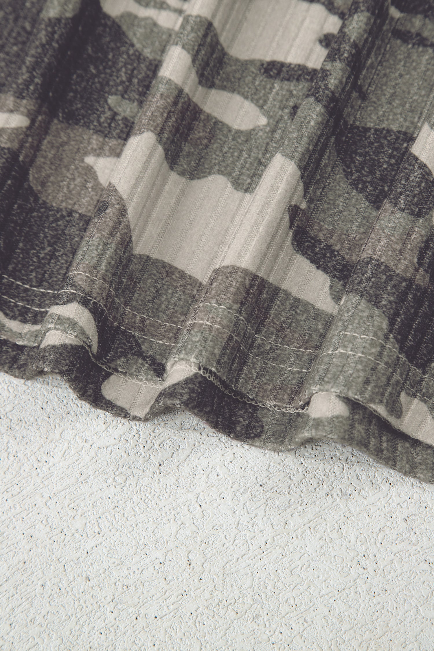 Green Camouflage Print Ribbed Knit Round Neck Tank Top-Tops/Tank Tops-[Adult]-[Female]-2022 Online Blue Zone Planet