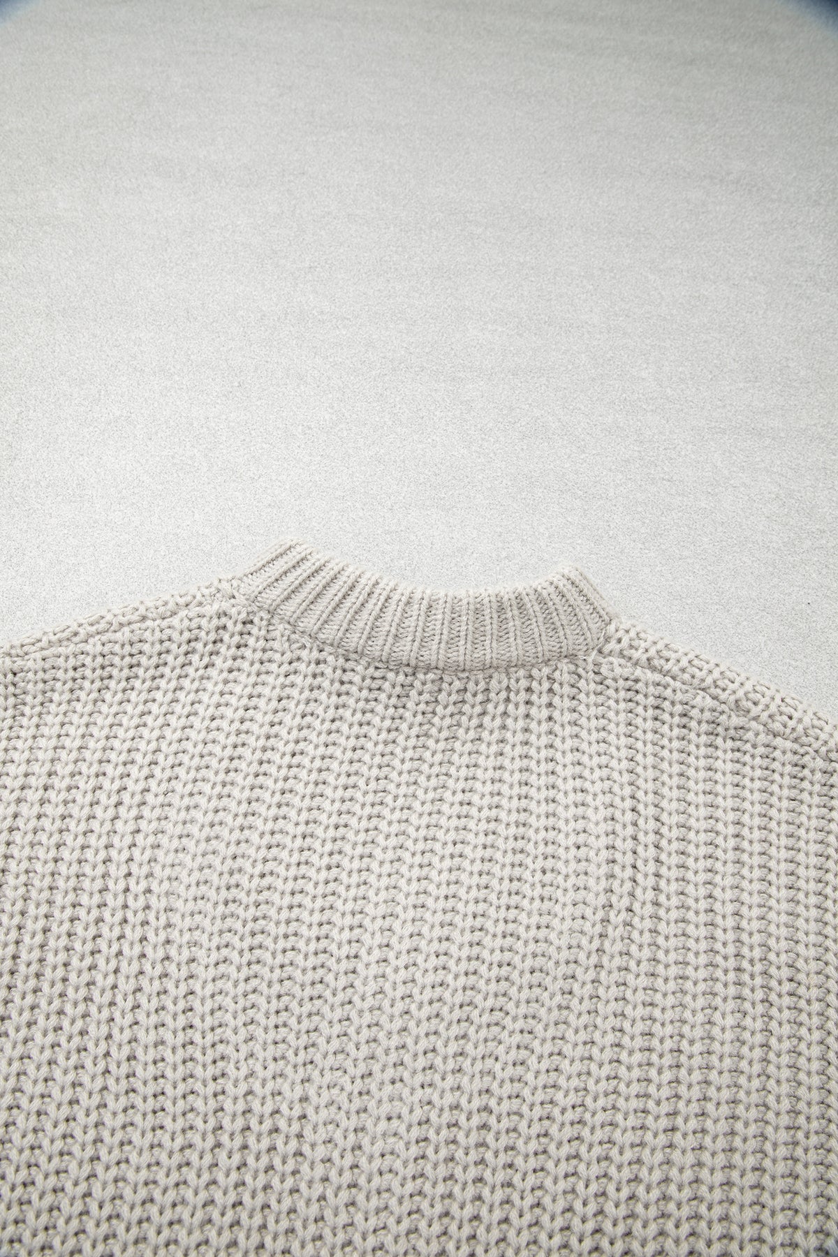 Jet Stream Solid Color Short Sleeve Zipper Knit High Neck Sweater-Sweaters & Cardigans/Short Sleeve Sweaters-[Adult]-[Female]-2022 Online Blue Zone Planet