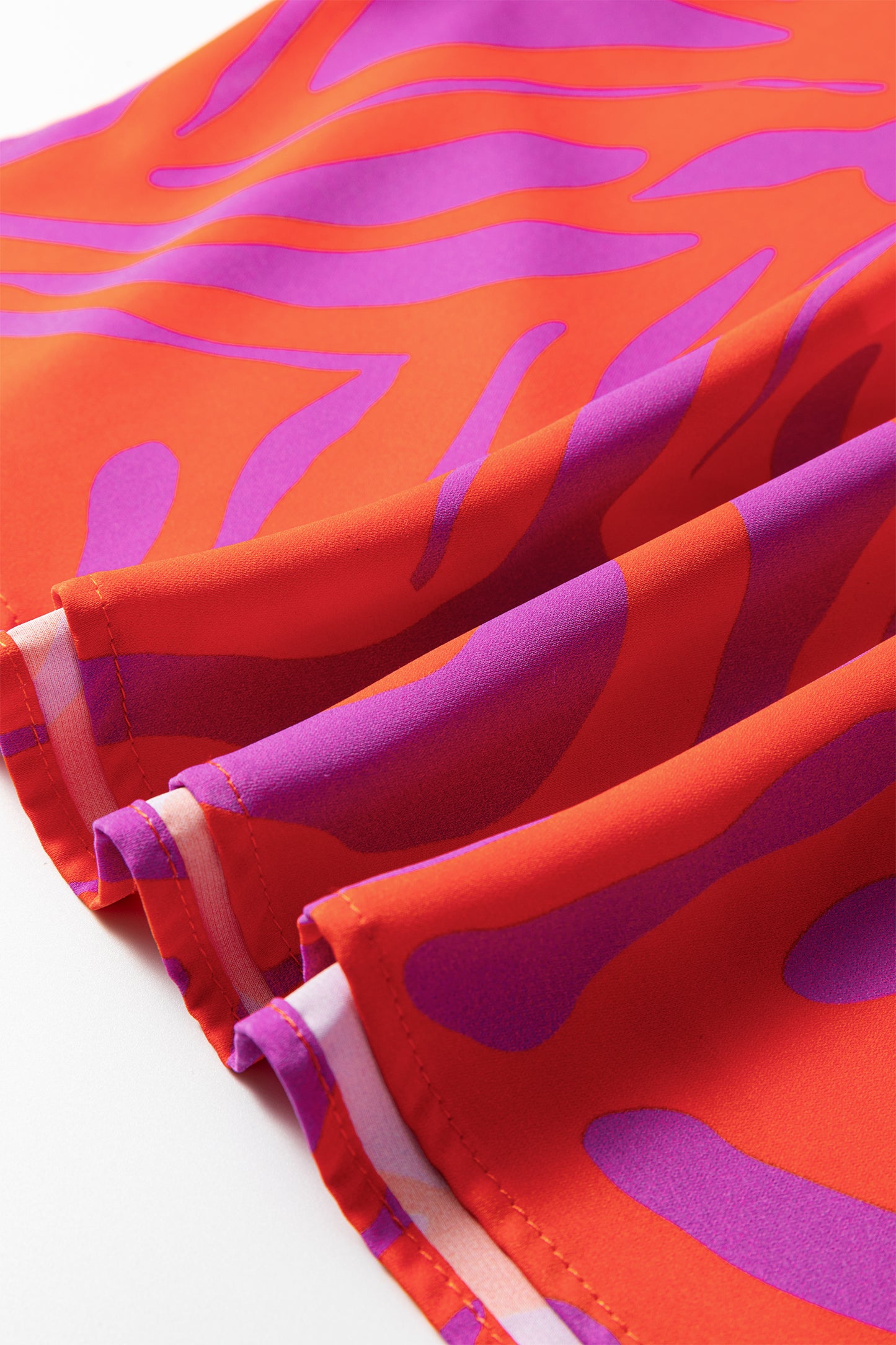 Multicolour Abstract Print V Neck Cuffed Short Sleeve Shift Slit Blouse