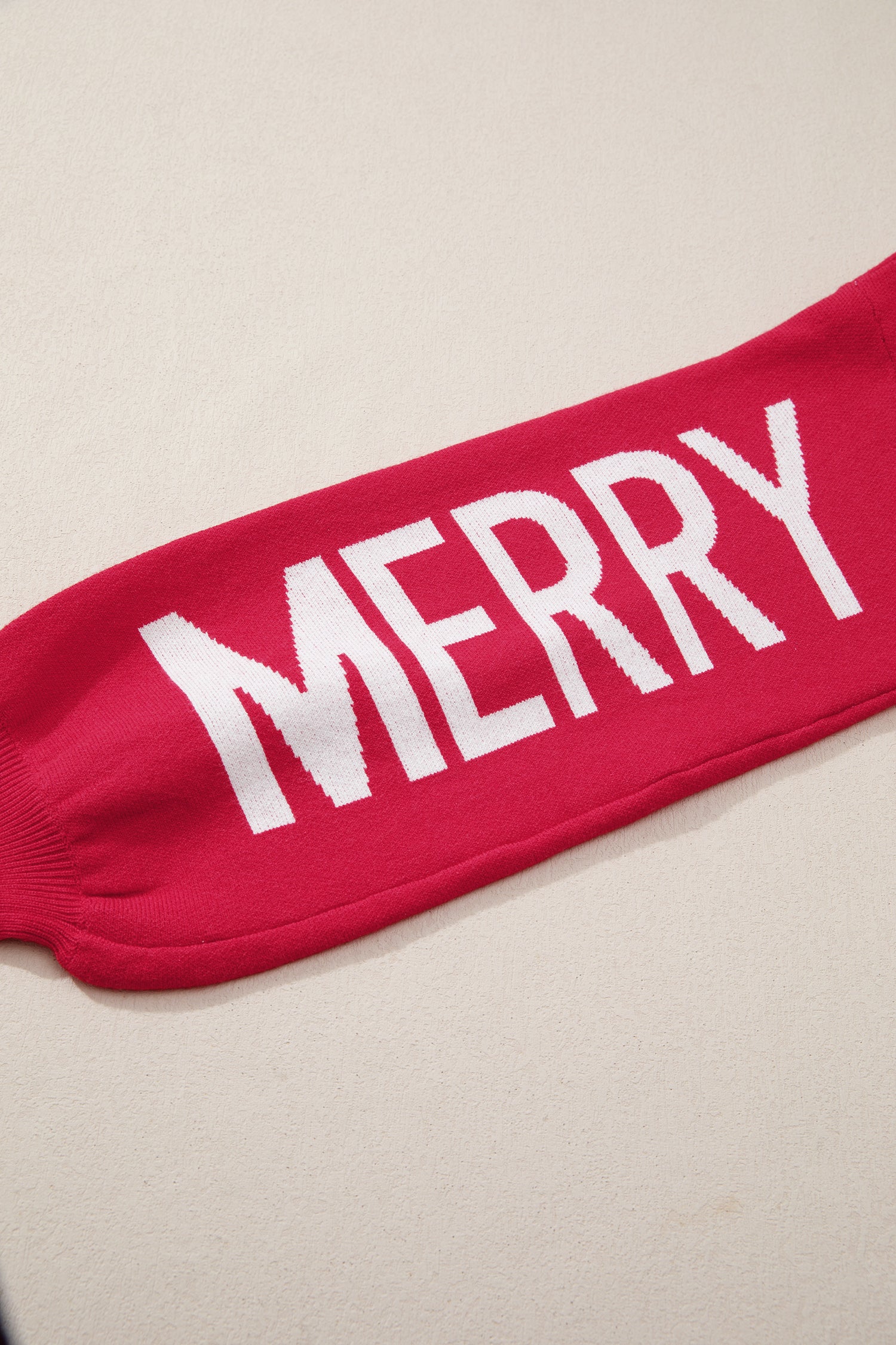 Fiery Red HO HO HO MERRY CHRISTMAS Drop Shoulder Loose Sweater-TOPS / DRESSES-[Adult]-[Female]-2022 Online Blue Zone Planet