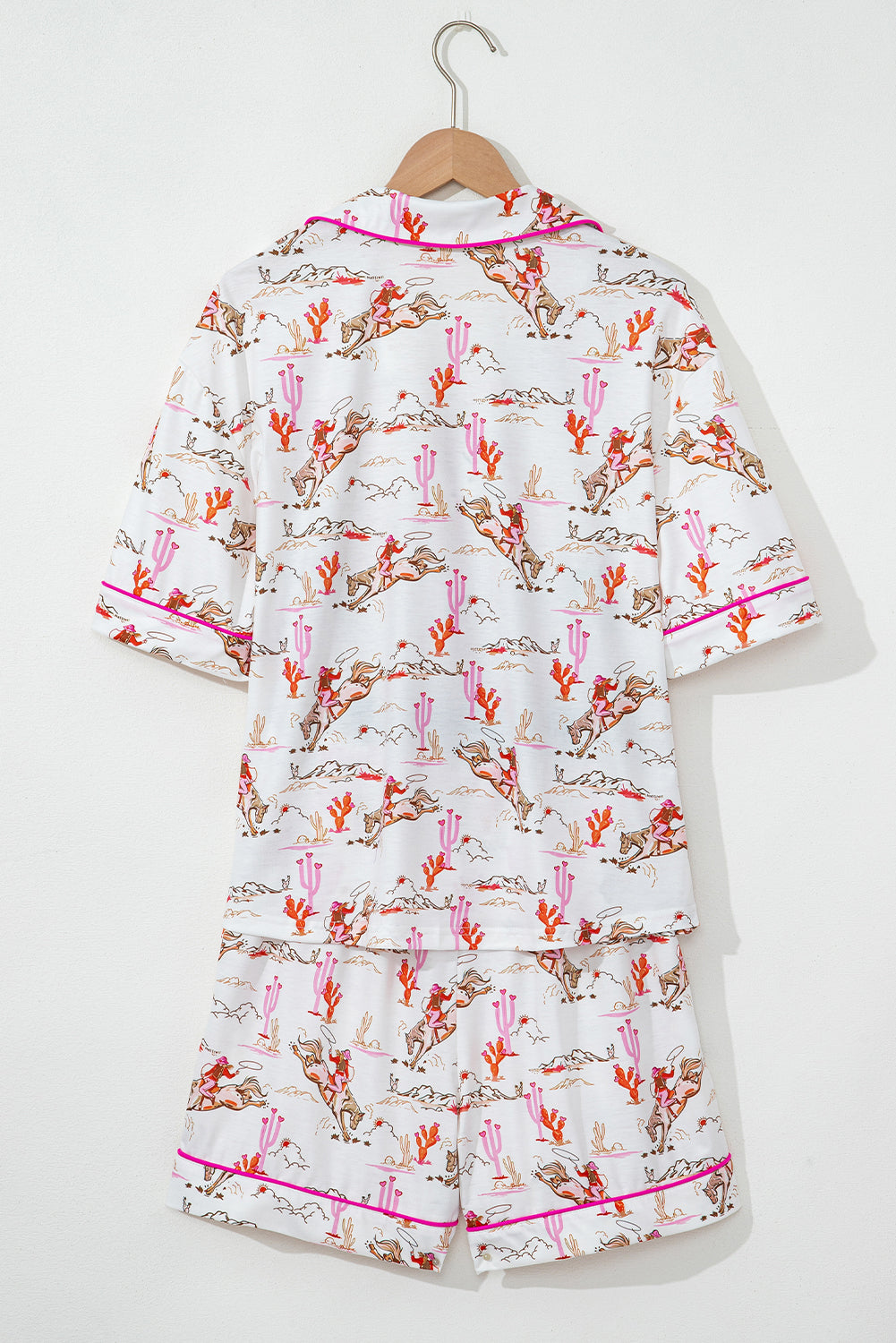 Blue Zone Planet | White Cowgirl Country Print Pajamas Set-Loungewear & Sleepwear/Sleepwear-[Adult]-[Female]-2022 Online Blue Zone Planet