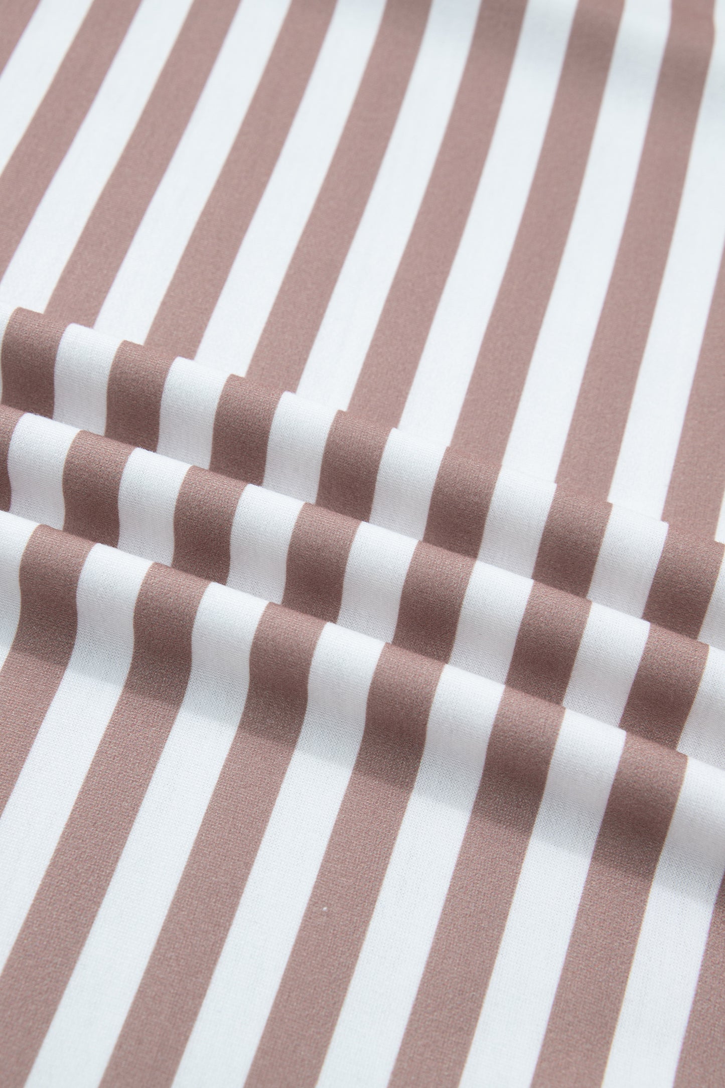 Orange Stripe Ribbed Trim Round Neck Short Puff Sleeve Plus T Shirt-Plus Size/Plus Size Tops-[Adult]-[Female]-2022 Online Blue Zone Planet