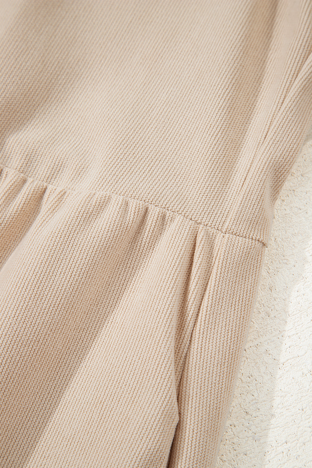 Oatmeal Corduroy Half Button Collared Long Sleeve Mini Dress-TOPS / DRESSES-[Adult]-[Female]-2022 Online Blue Zone Planet