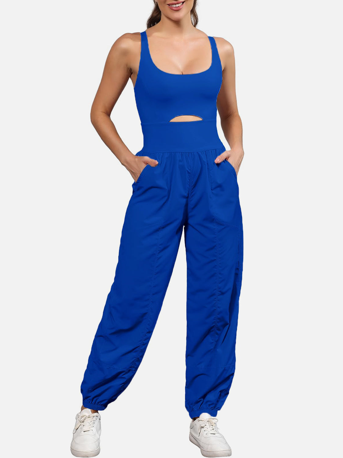 Cutout Scoop Neck Wide Strap Jumpsuit-TOPS / DRESSES-[Adult]-[Female]-Royal Blue-S-2022 Online Blue Zone Planet