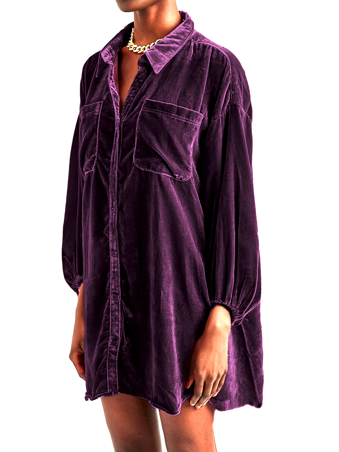 Blue Zone Planet | Collared Neck Button Down Long Sleeve Shirt-TOPS / DRESSES-[Adult]-[Female]-2022 Online Blue Zone Planet