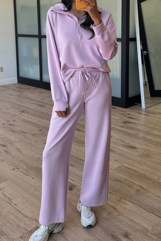 Orchid Bouquet Half Zip Thumbhole Sleeve Hoodie Active Pants 2pcs Outfit-Two Piece Sets/Pant Sets-[Adult]-[Female]-Orchid Bouquet-S-2022 Online Blue Zone Planet