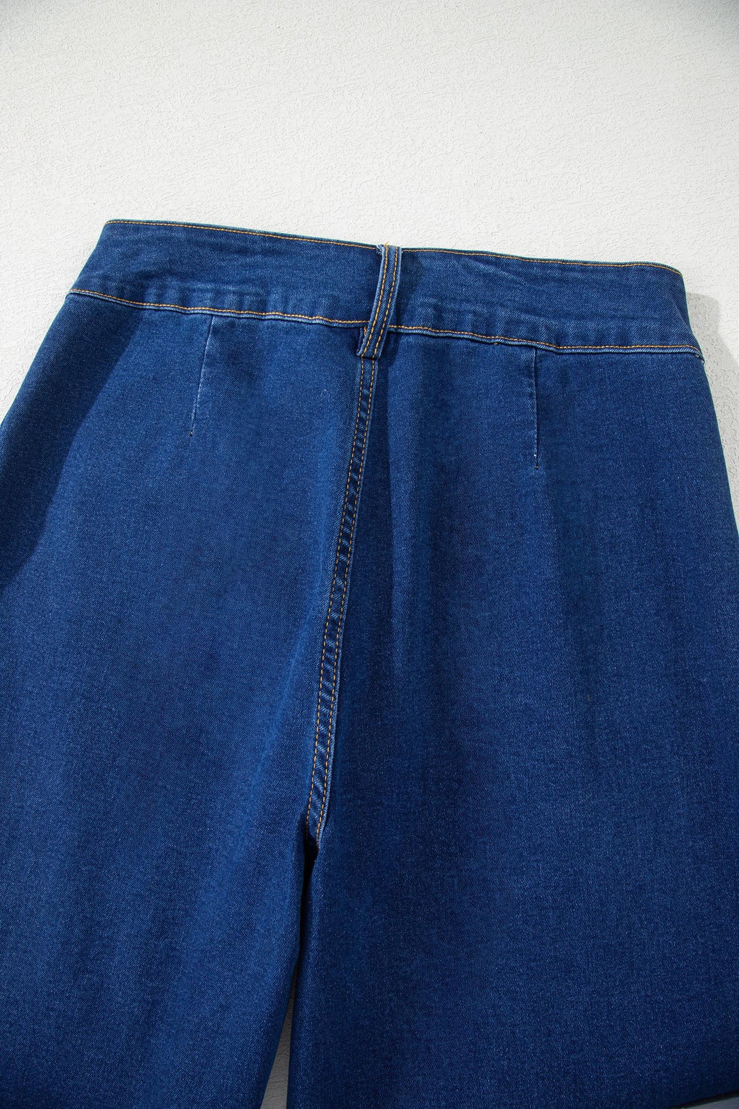 Sail Blue Hardware Decor Patched Pockets Wide Leg Denim Pants-Bottoms/Pants & Culotte-[Adult]-[Female]-2022 Online Blue Zone Planet