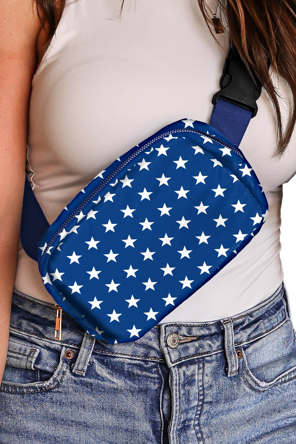 Bluing Independent Day Flag Star Printed Crossbody Bag-Shoes & Bags/Crossbody Bags-[Adult]-[Female]-2022 Online Blue Zone Planet
