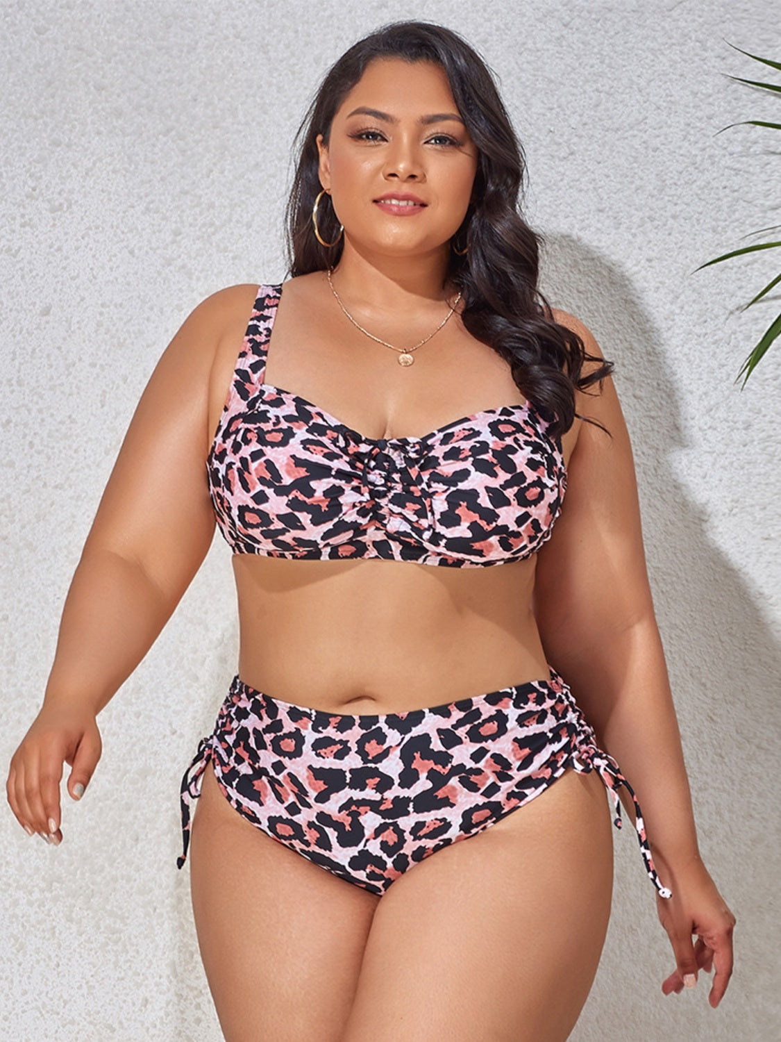 Blue Zone Planet | Plus Size Printed Wide Strap Two-Piece Swim Set-TOPS / DRESSES-[Adult]-[Female]-Black-L-2022 Online Blue Zone Planet