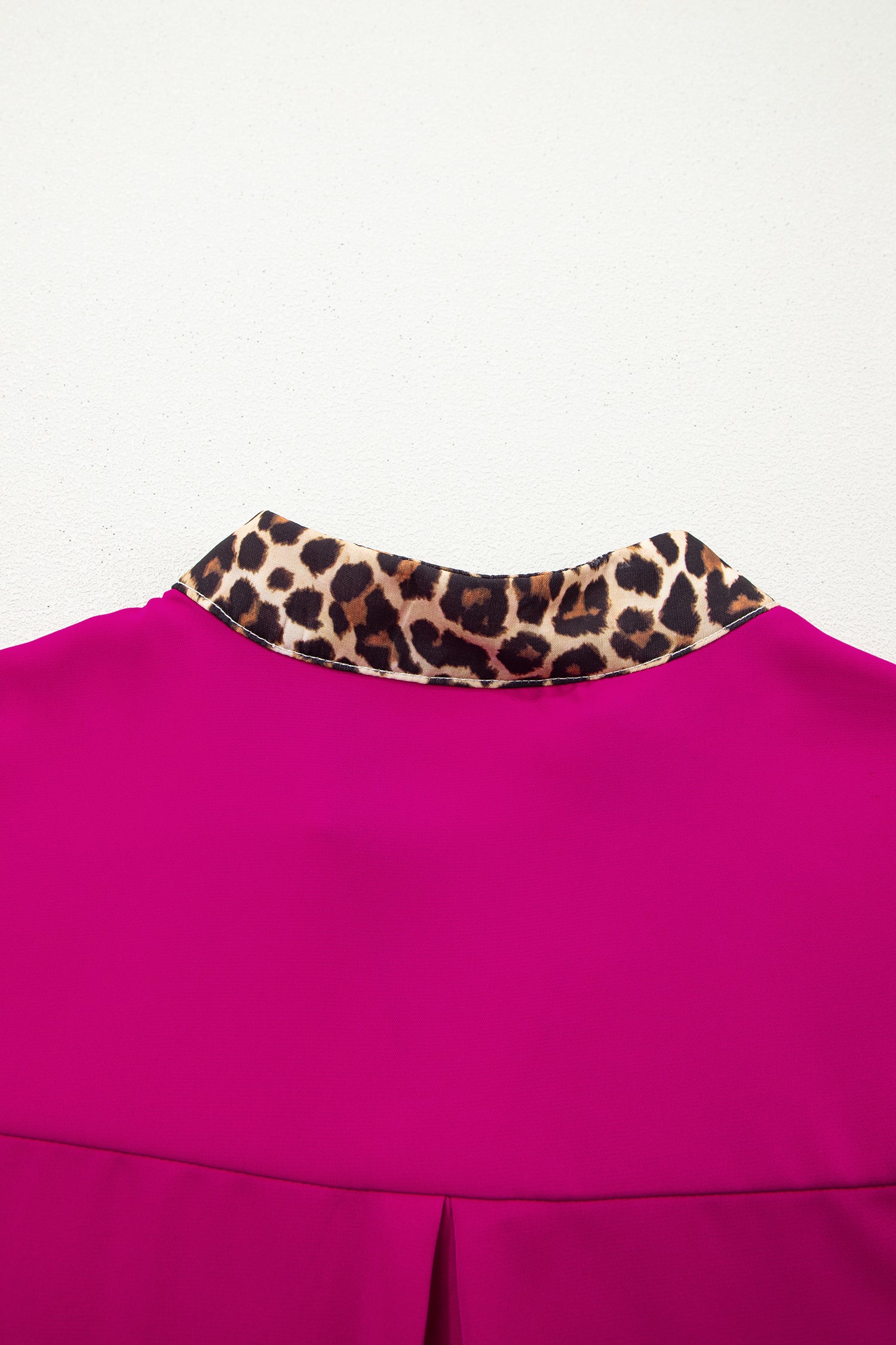 Violet Leopard Patchwork Trim Split Neck Short Sleeve Blouse-Tops/Blouses & Shirts-[Adult]-[Female]-2022 Online Blue Zone Planet