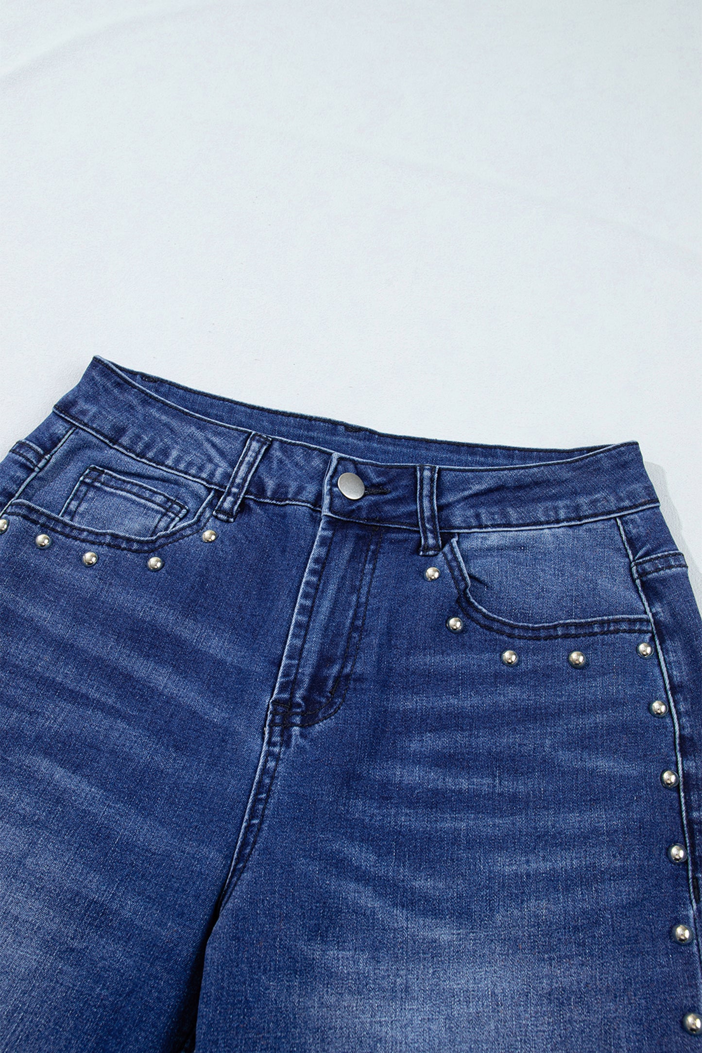 Black Studded Detail Straight Leg Casual Loose Jeans-Bottoms/Jeans-[Adult]-[Female]-2022 Online Blue Zone Planet