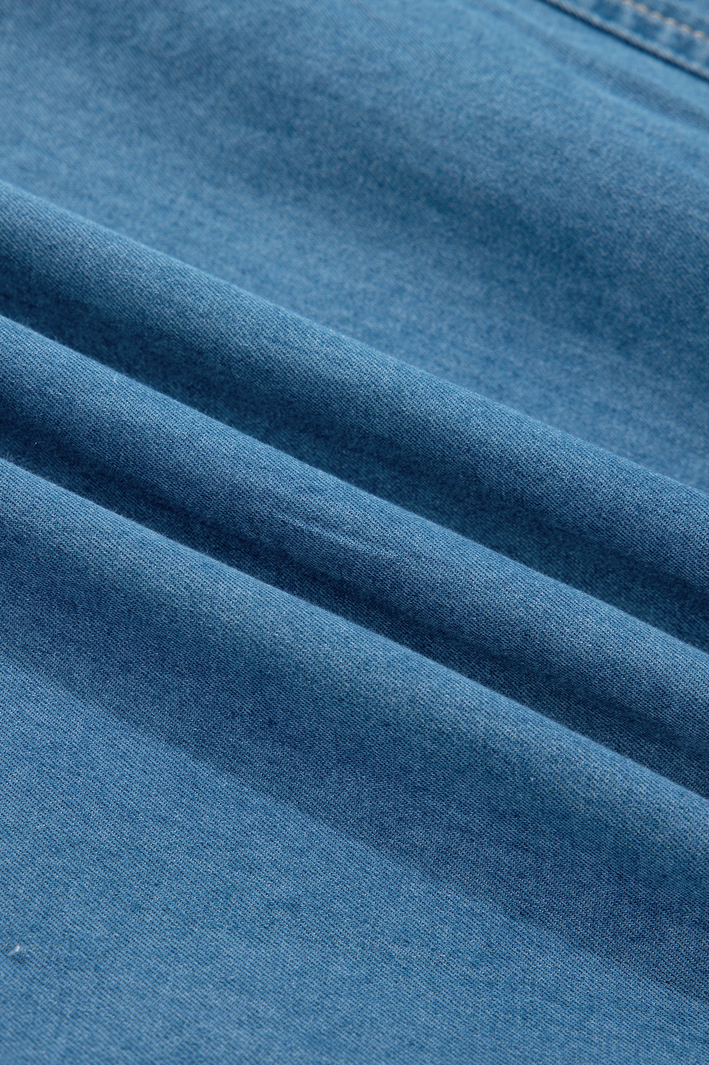 Sky Blue Half Buttons Pleated High Waist Denim Mini Skirt with Drawstring-Bottoms/Skirts & Petticoat-[Adult]-[Female]-2022 Online Blue Zone Planet