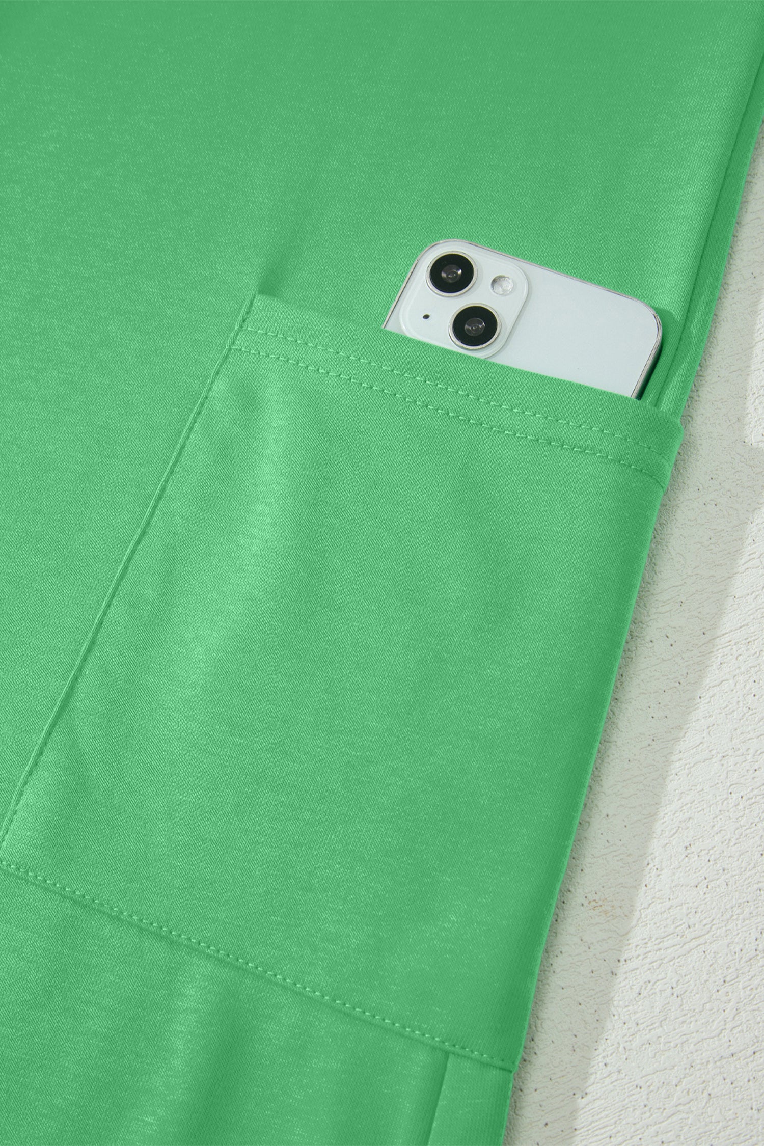 Bright Green Solid Color Raw Edge Half Sleeve Pocketed Loose Romper-Bottoms/Jumpsuits & Rompers-[Adult]-[Female]-2022 Online Blue Zone Planet