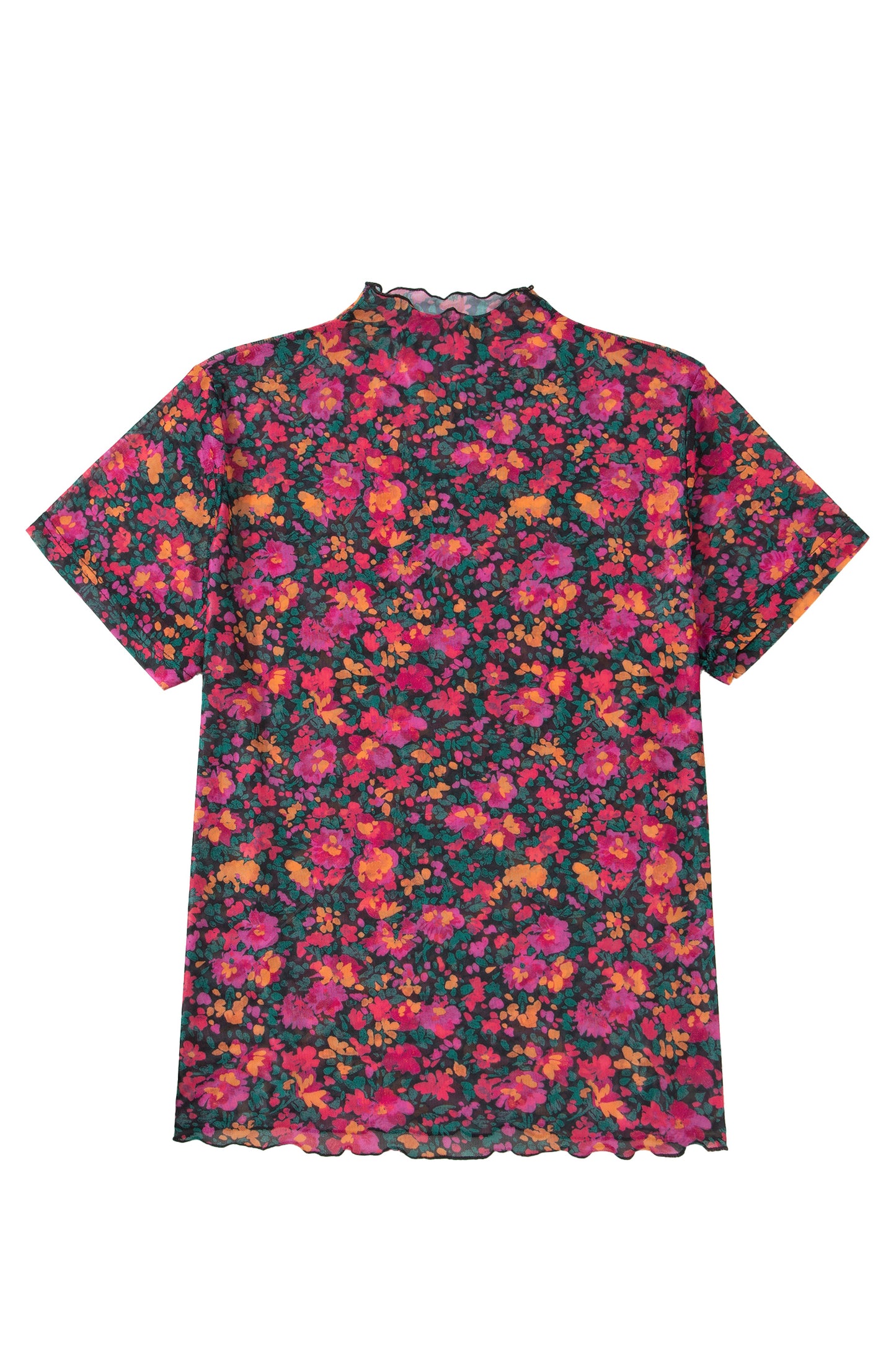 Rose Plus Size Floral Mesh Short Sleeve Top-Plus Size/Plus Size Tops/Plus Size Tops & Tees-[Adult]-[Female]-2022 Online Blue Zone Planet