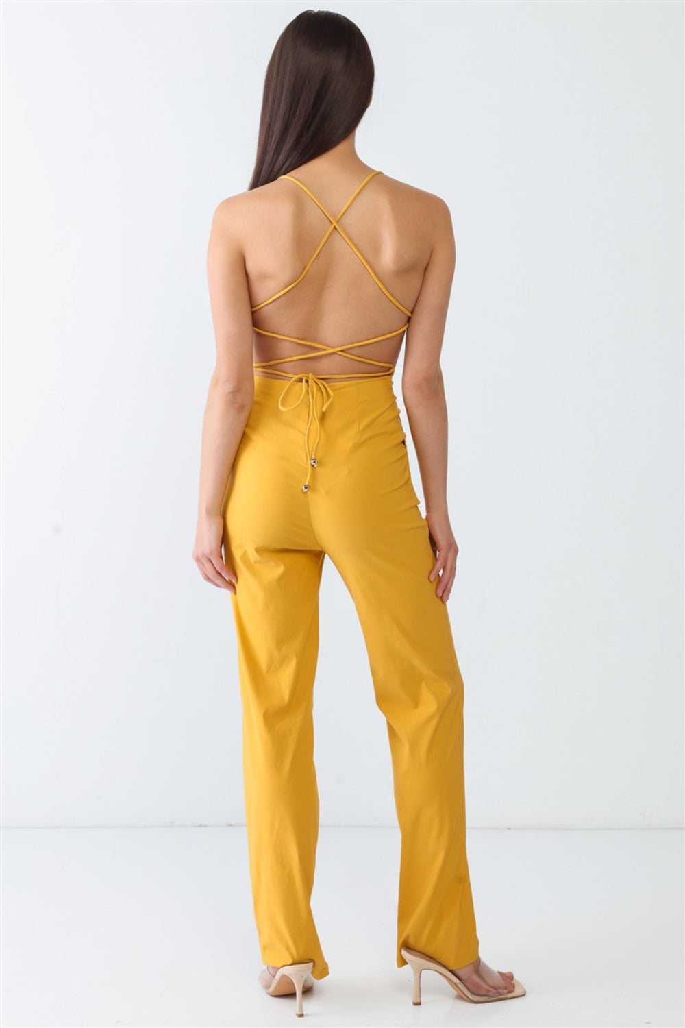 Doreli Group Backless Tied Spaghetti Strap Sleeveless Jumpsuit-TOPS / DRESSES-[Adult]-[Female]-2022 Online Blue Zone Planet