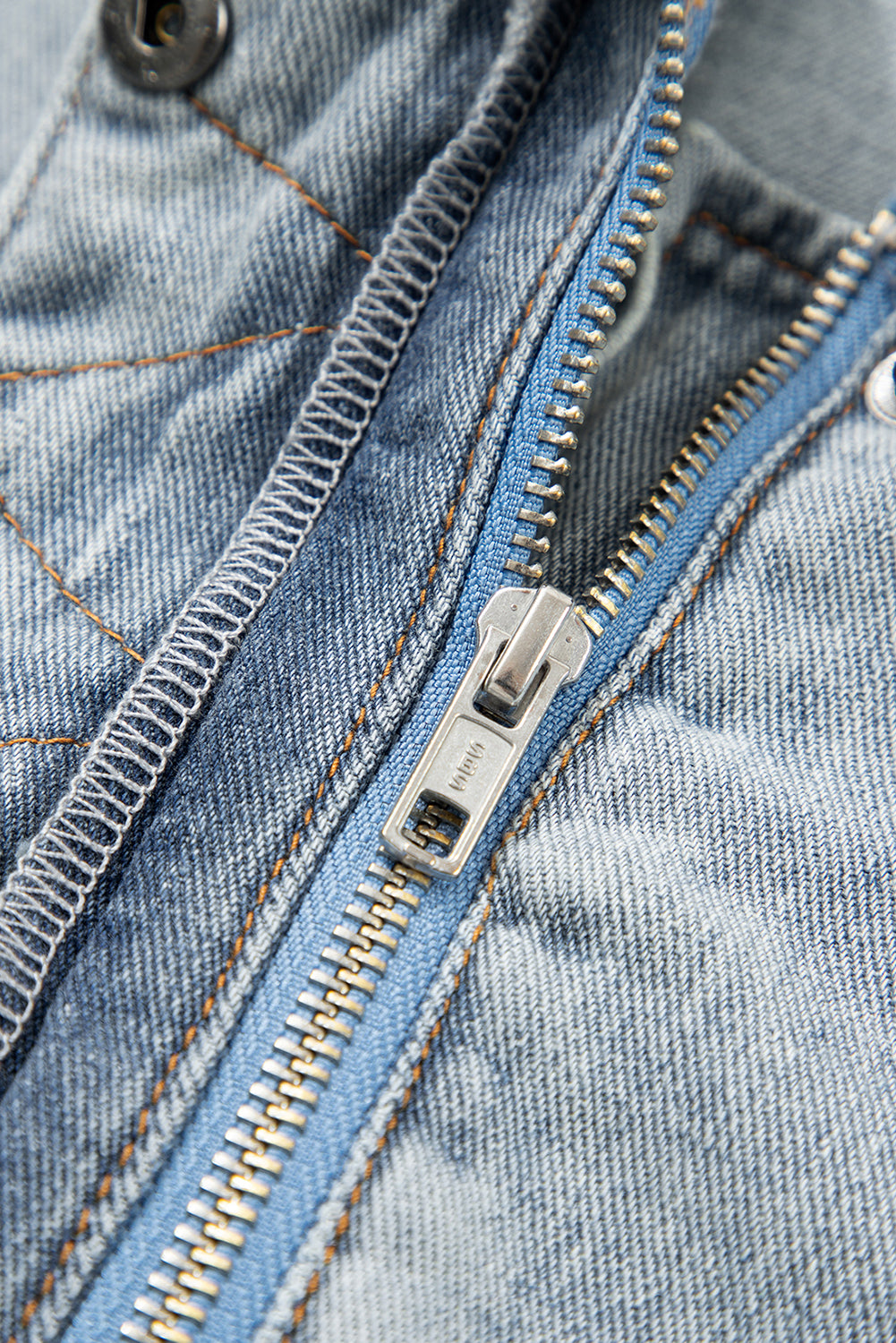 Beau Blue Street Style Zip Up Washed Denim Jacket-Outerwear/Denim jackets-[Adult]-[Female]-2022 Online Blue Zone Planet