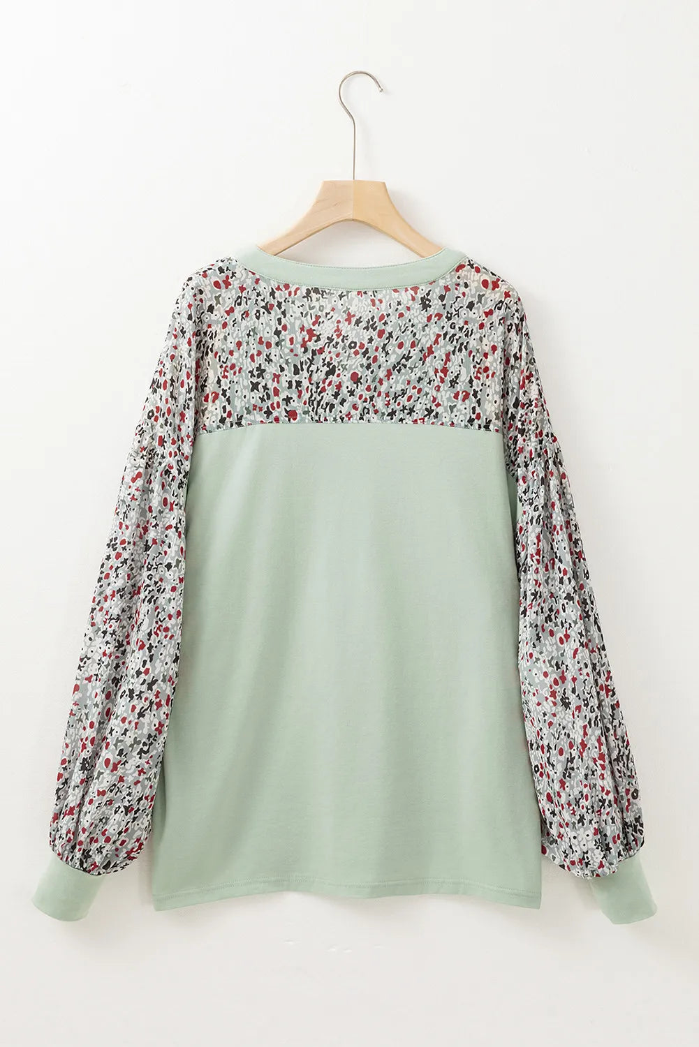 Printed Notched Long Sleeve Blouse-TOPS / DRESSES-[Adult]-[Female]-2022 Online Blue Zone Planet