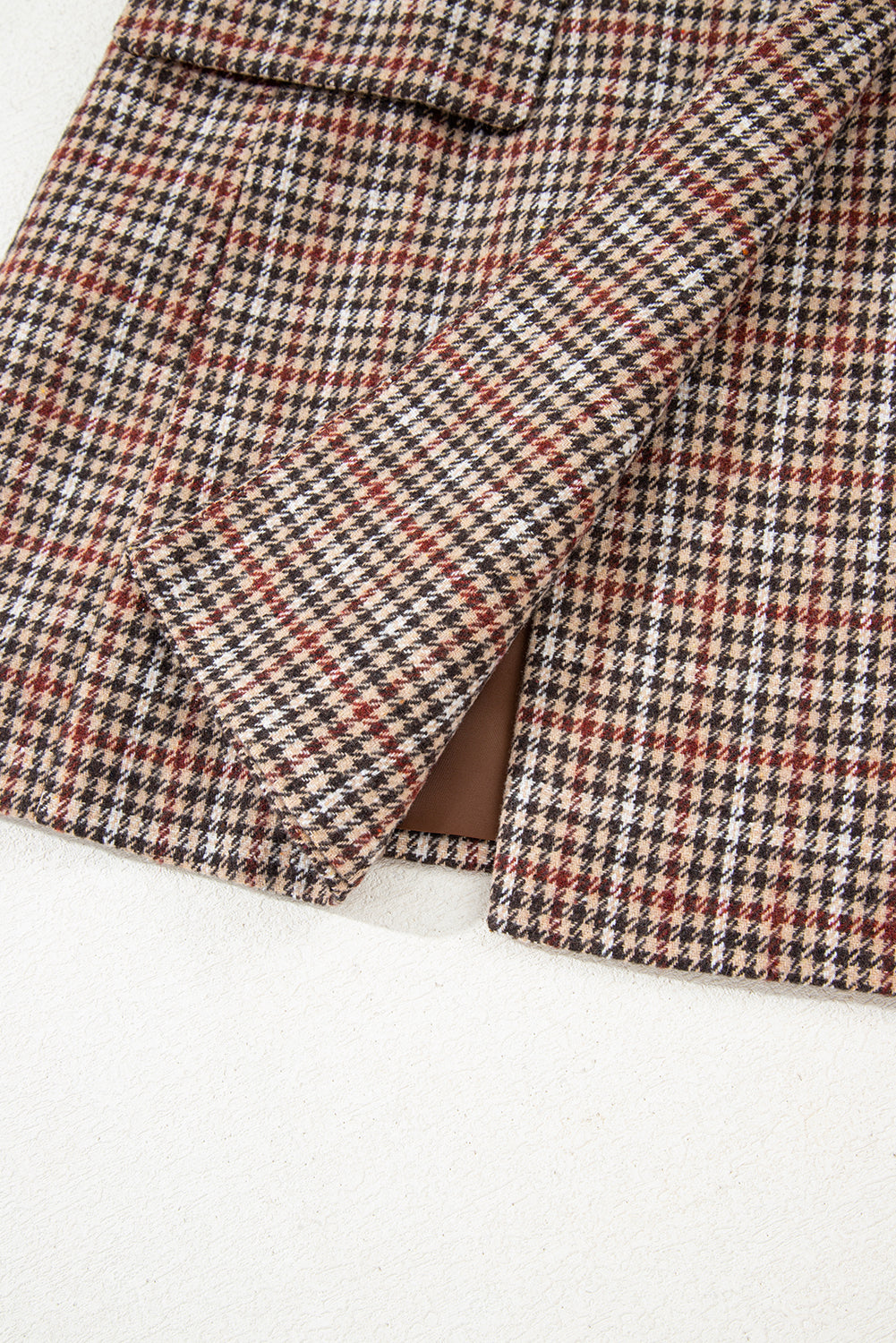 Brown Houndstooth Lapel Collar Blazer-Outerwear/Blazers-[Adult]-[Female]-2022 Online Blue Zone Planet