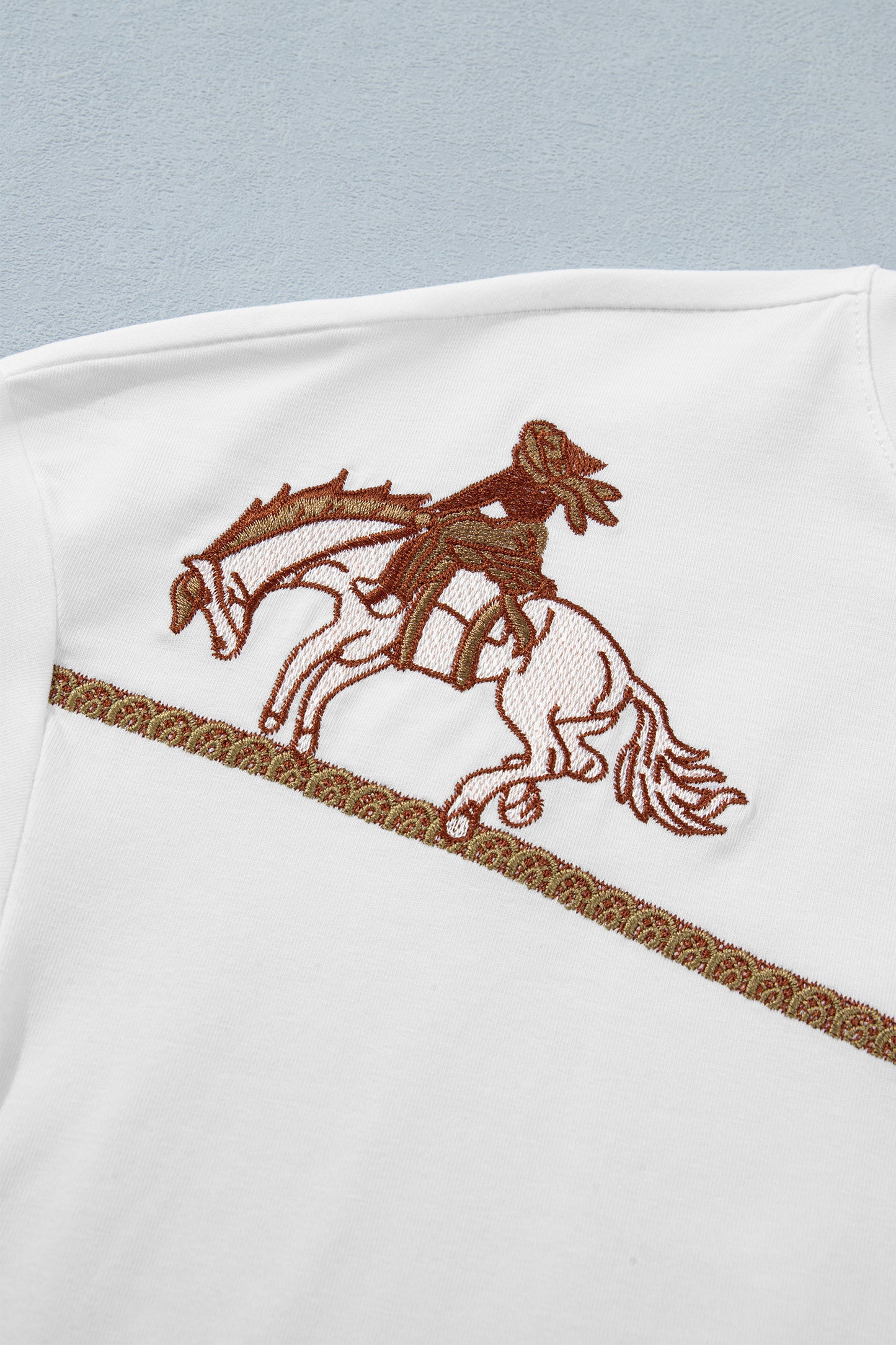 White Western Fashion Embroidered Casual Tee-Tops/Tops & Tees-[Adult]-[Female]-2022 Online Blue Zone Planet
