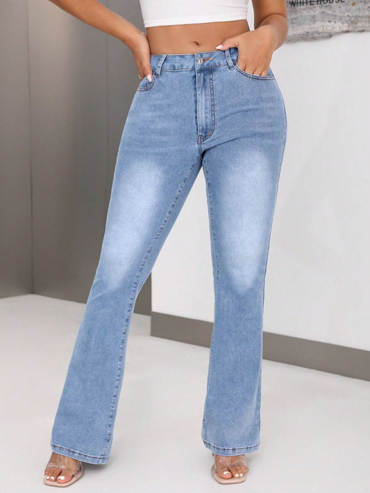 Bootcut Jeans with Pockets-BOTTOMS SIZES SMALL MEDIUM LARGE-[Adult]-[Female]-Light-S-2022 Online Blue Zone Planet