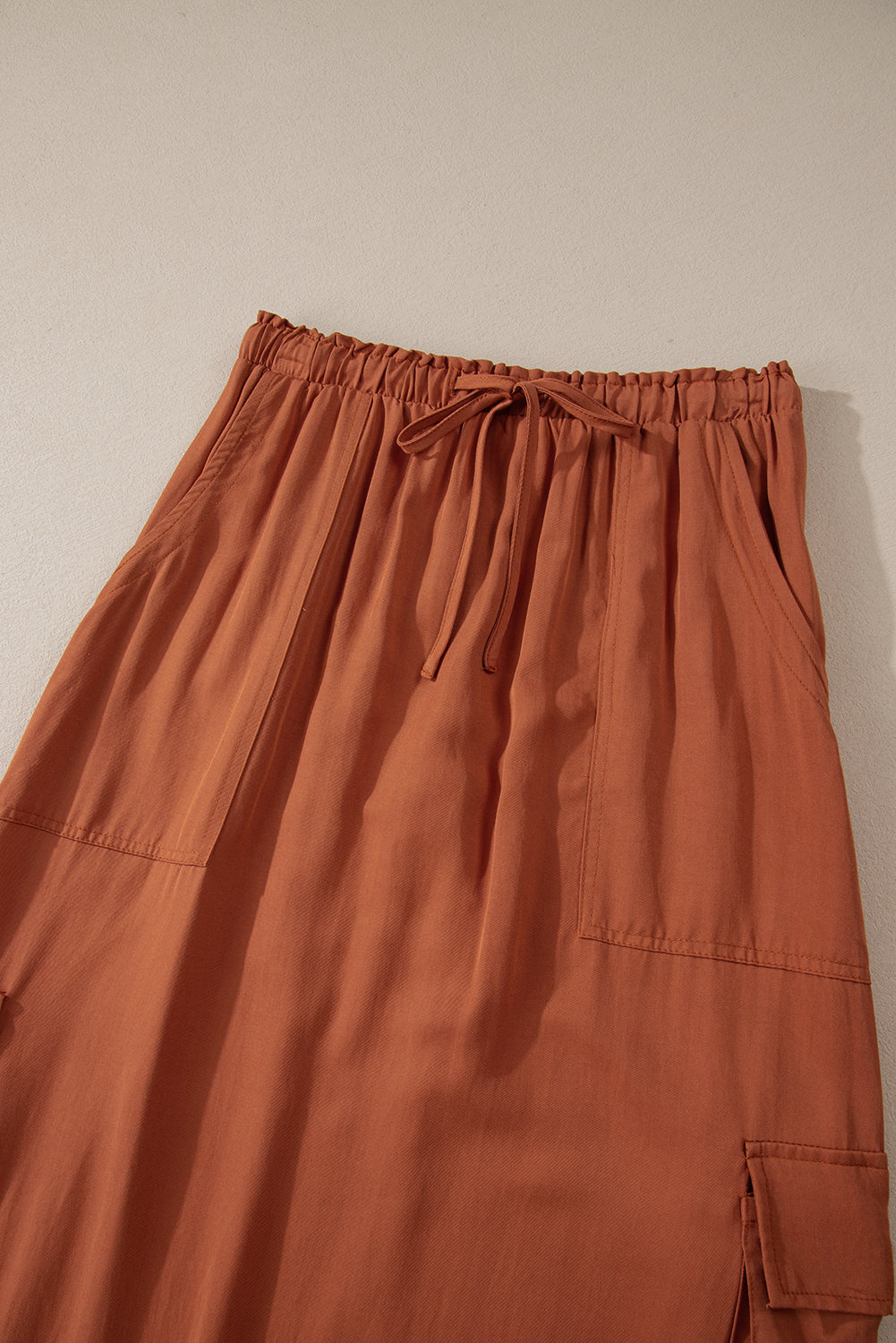 Chestnut Mineral Wash Cargo Pocket Drawstring Waist Maxi Skirt-Bottoms/Skirts & Petticoat-[Adult]-[Female]-2022 Online Blue Zone Planet