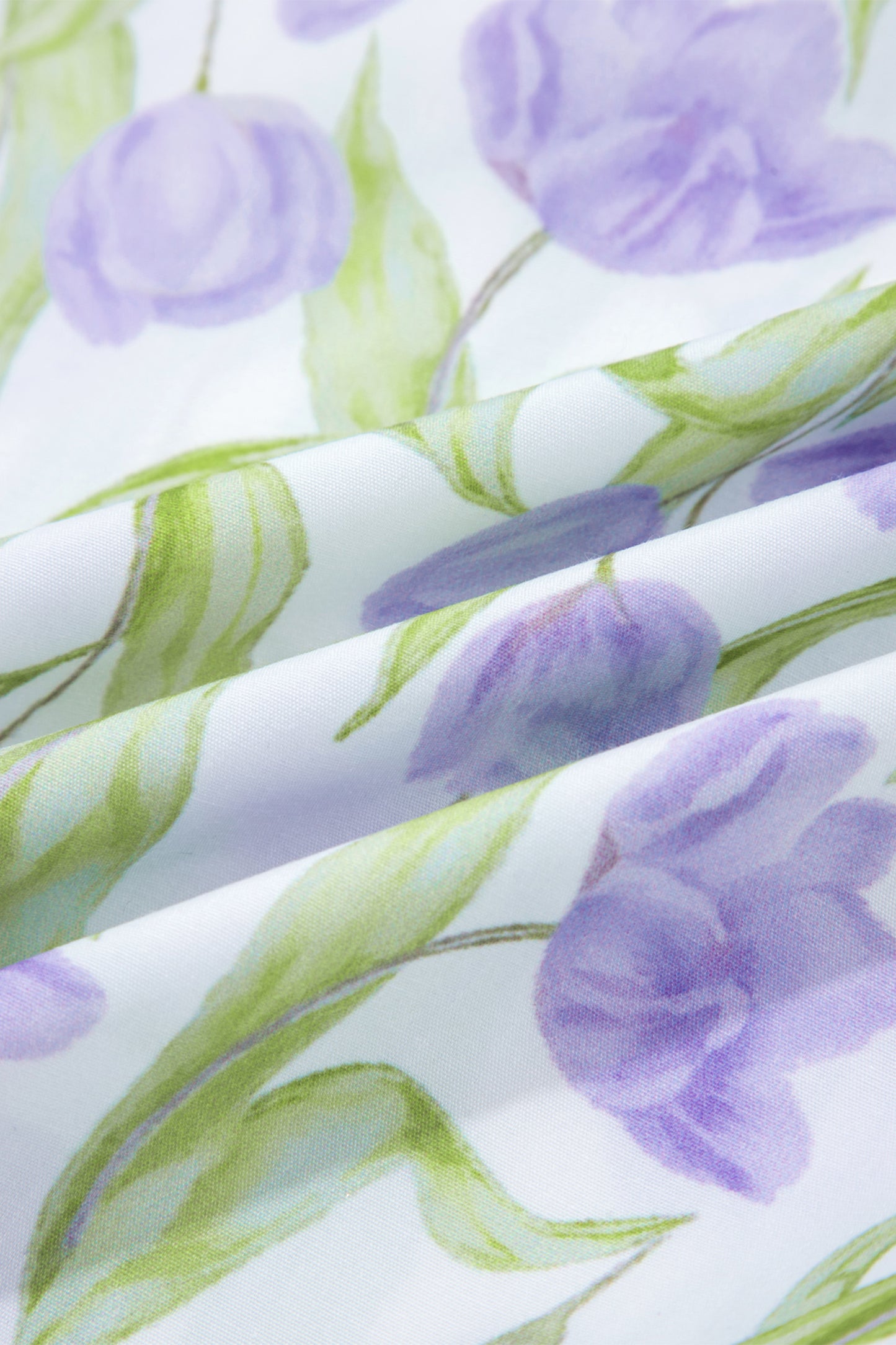 Purple Tulip Floral Print Contrast Trim Midi Dress-TOPS / DRESSES-[Adult]-[Female]-2022 Online Blue Zone Planet