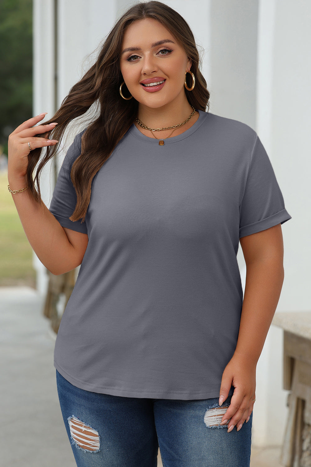 Bright Green Casual Plain Crew Neck Tee-Tops/Tops & Tees-[Adult]-[Female]-2022 Online Blue Zone Planet