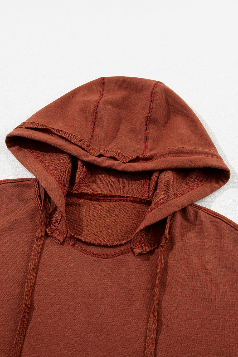 Chestnut Quilted Patchwork Exposed Seam Hoodie-Tops / Dresses-[Adult]-[Female]-2022 Online Blue Zone Planet