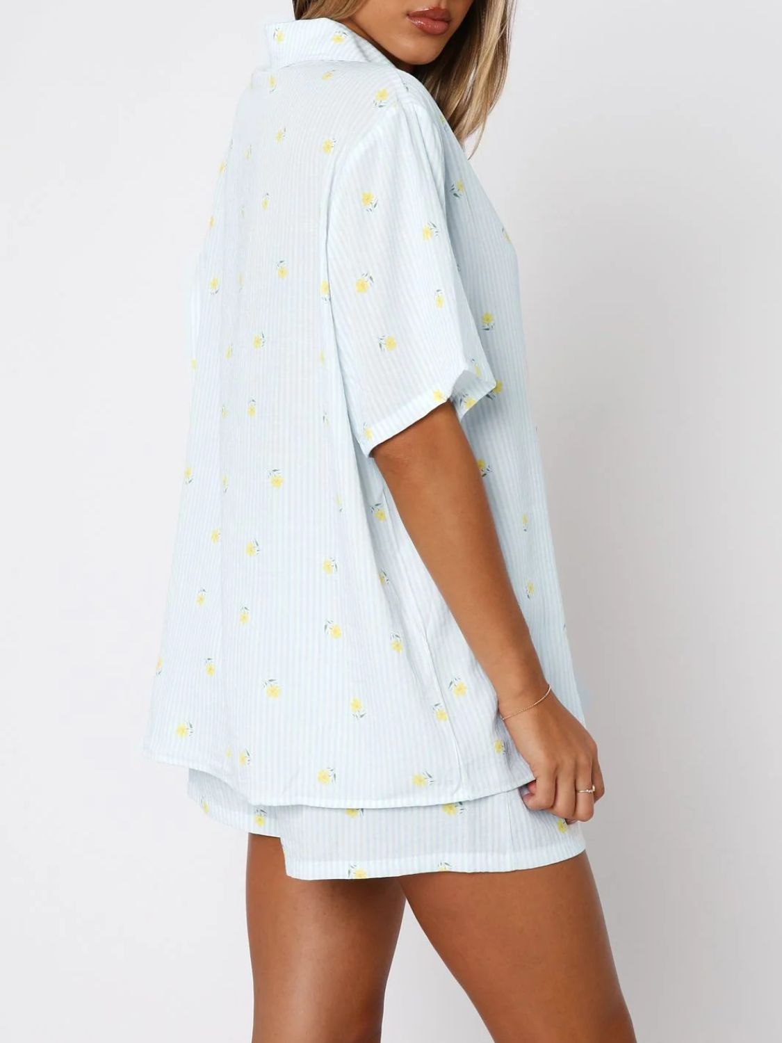 Valentine's Day Printed Collared Neck Short Sleeve Top and Shorts Set-TOPS / DRESSES-[Adult]-[Female]-2022 Online Blue Zone Planet